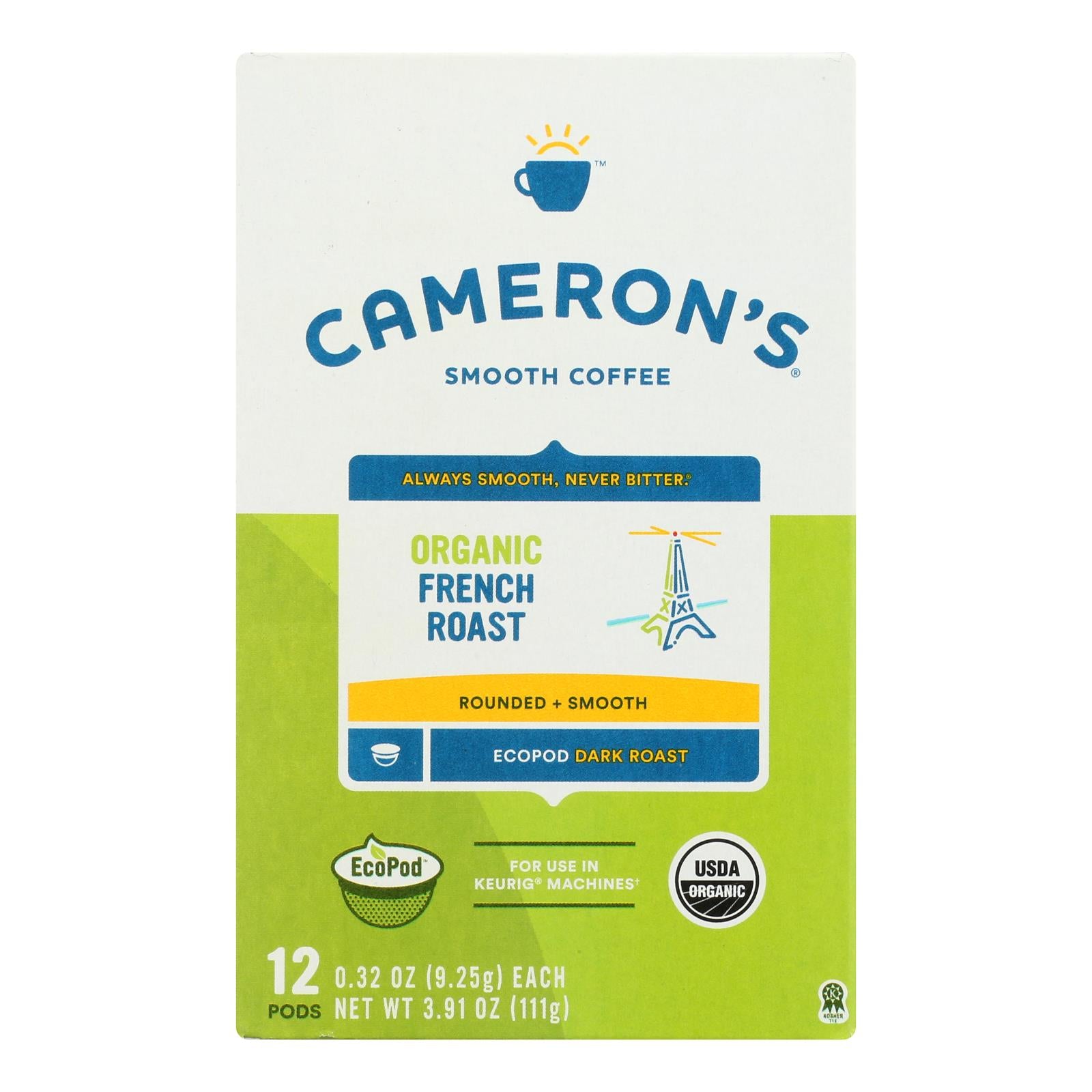 Cameron’s Specialty Coffee, Organic French Roast - Case Of 6 - 12 Ct