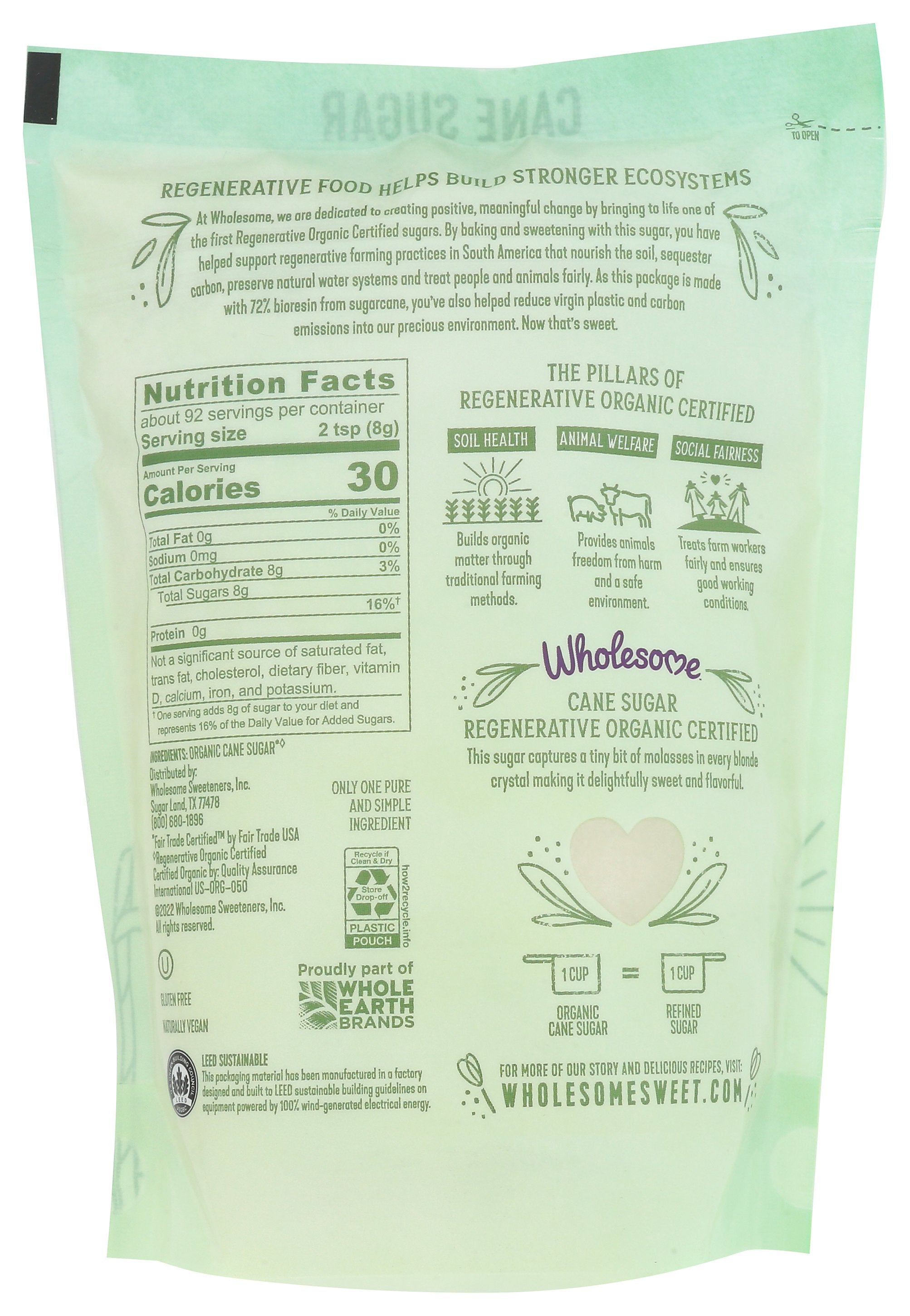 WHOLESOME SUGAR CANE REGEN ORGANIC - Case of 12