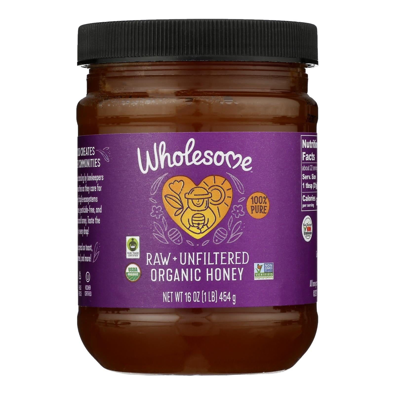 Wholesome Sweeteners Organic Raw Honey - Liquid Sweetener - Case Of 6 - 16 Oz.