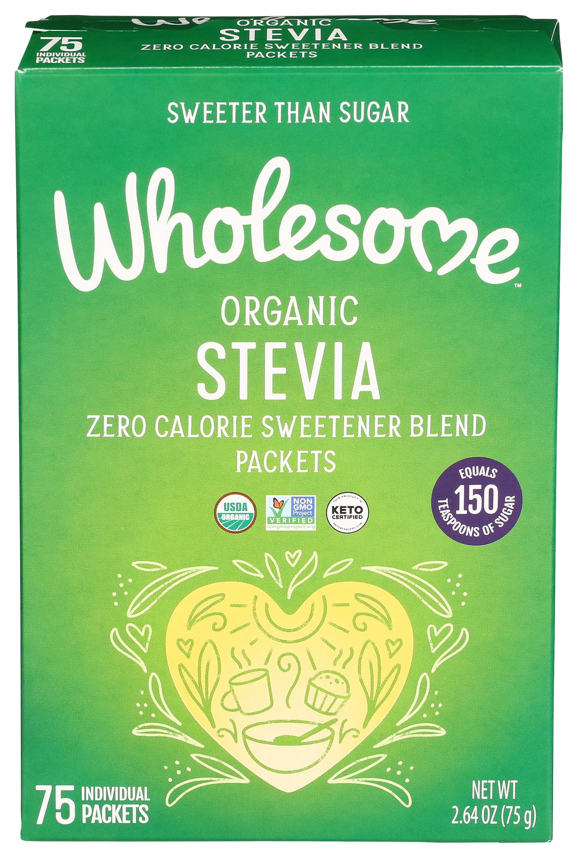 WHOLESOME SWEETENER STEVIA 75PK ORG