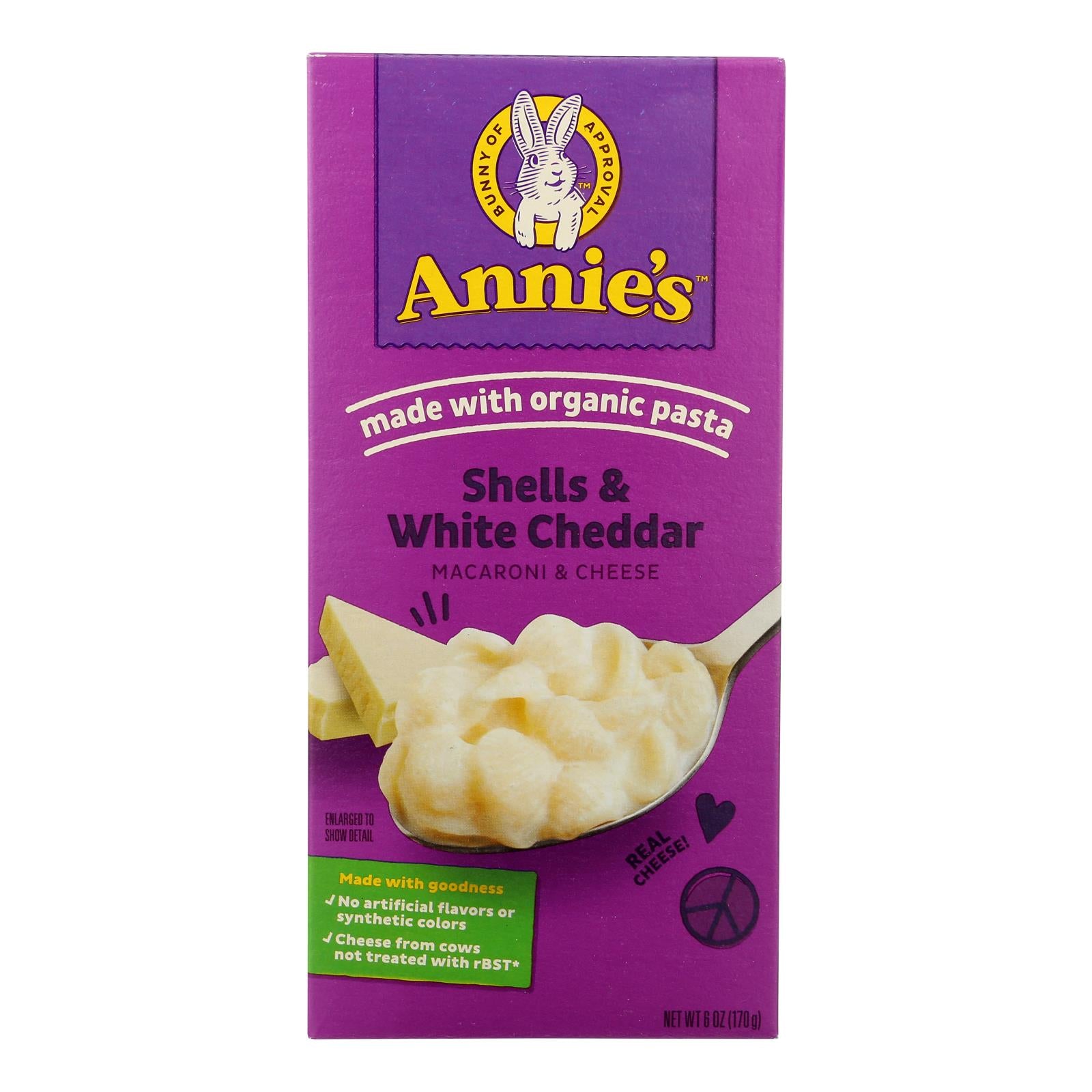Annies Homegrown Macaroni And Cheese - Shells And White Cheddar - 6 Oz - Case Of 12