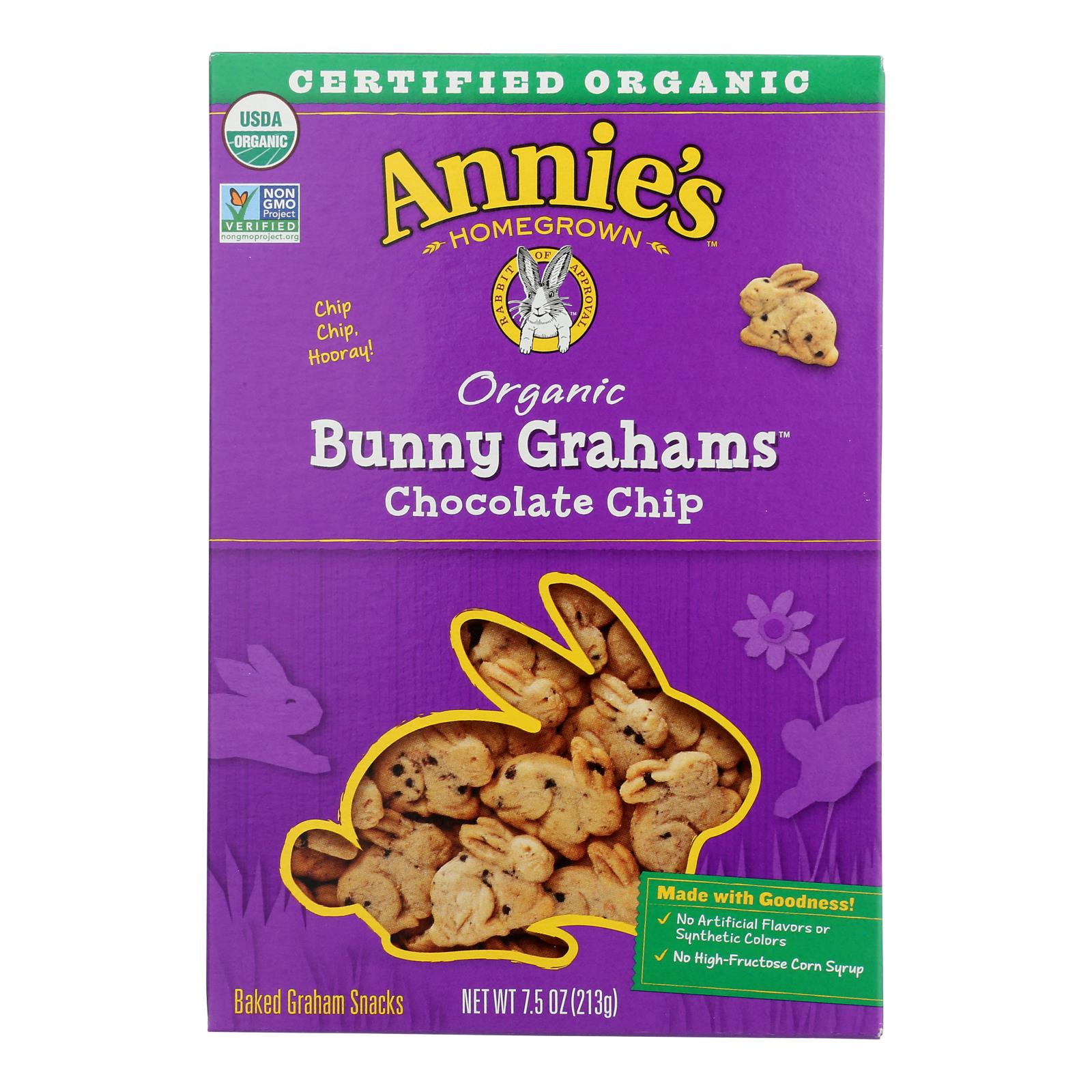 Annie's Homegrown Bunny Grahams Chocolate Chip - Case Of 12 - 7.5 Oz