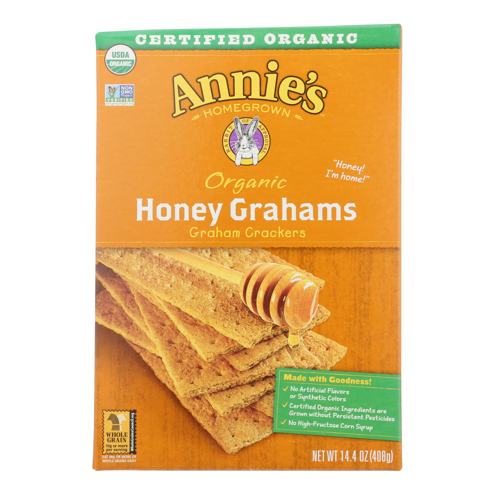 Annie's Homegrown Organic Honey Graham Crackers - Case Of 12 - 14.4 Oz.