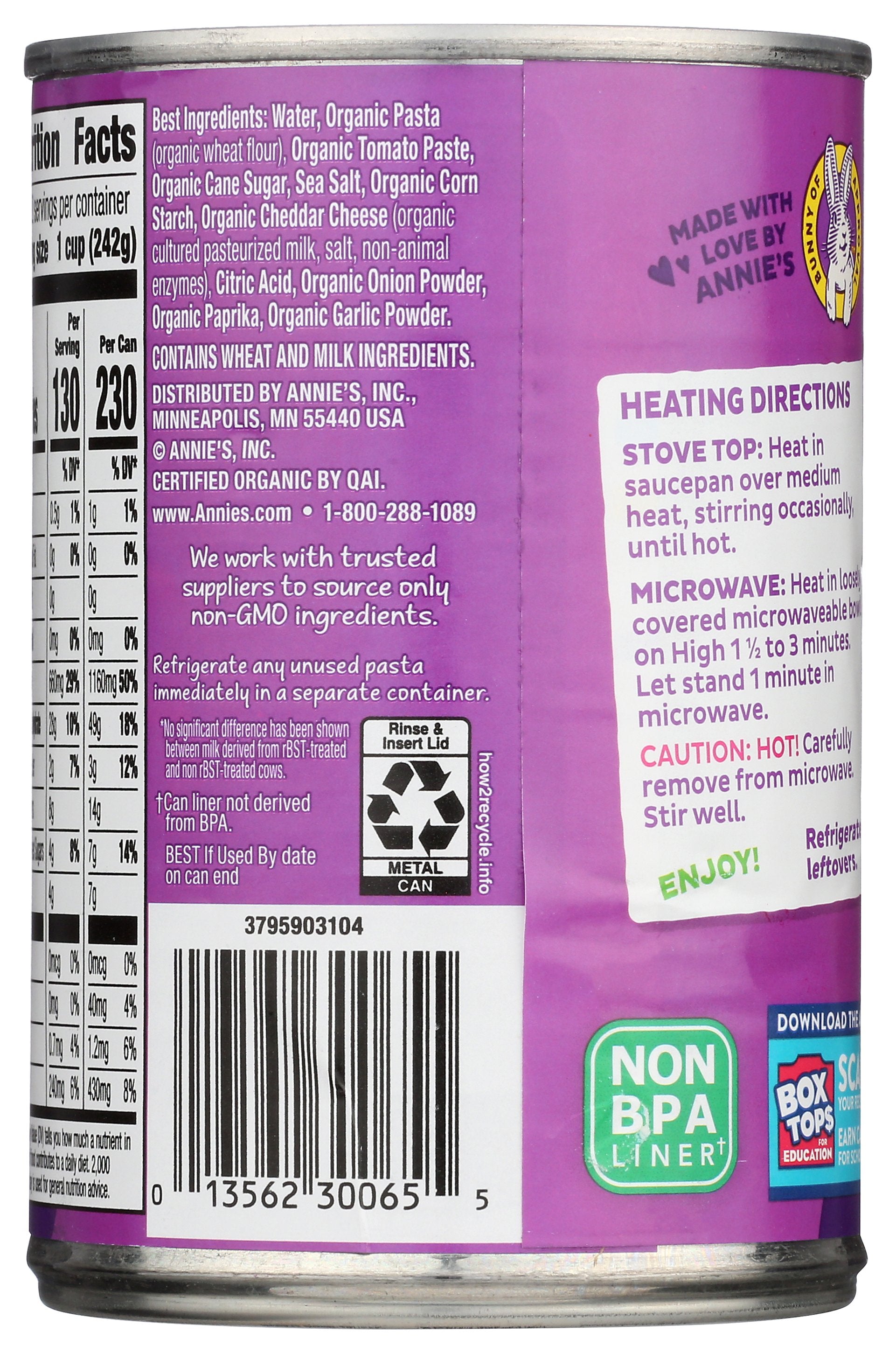 ANNIES HOMEGROWN PASTA BERNIE O