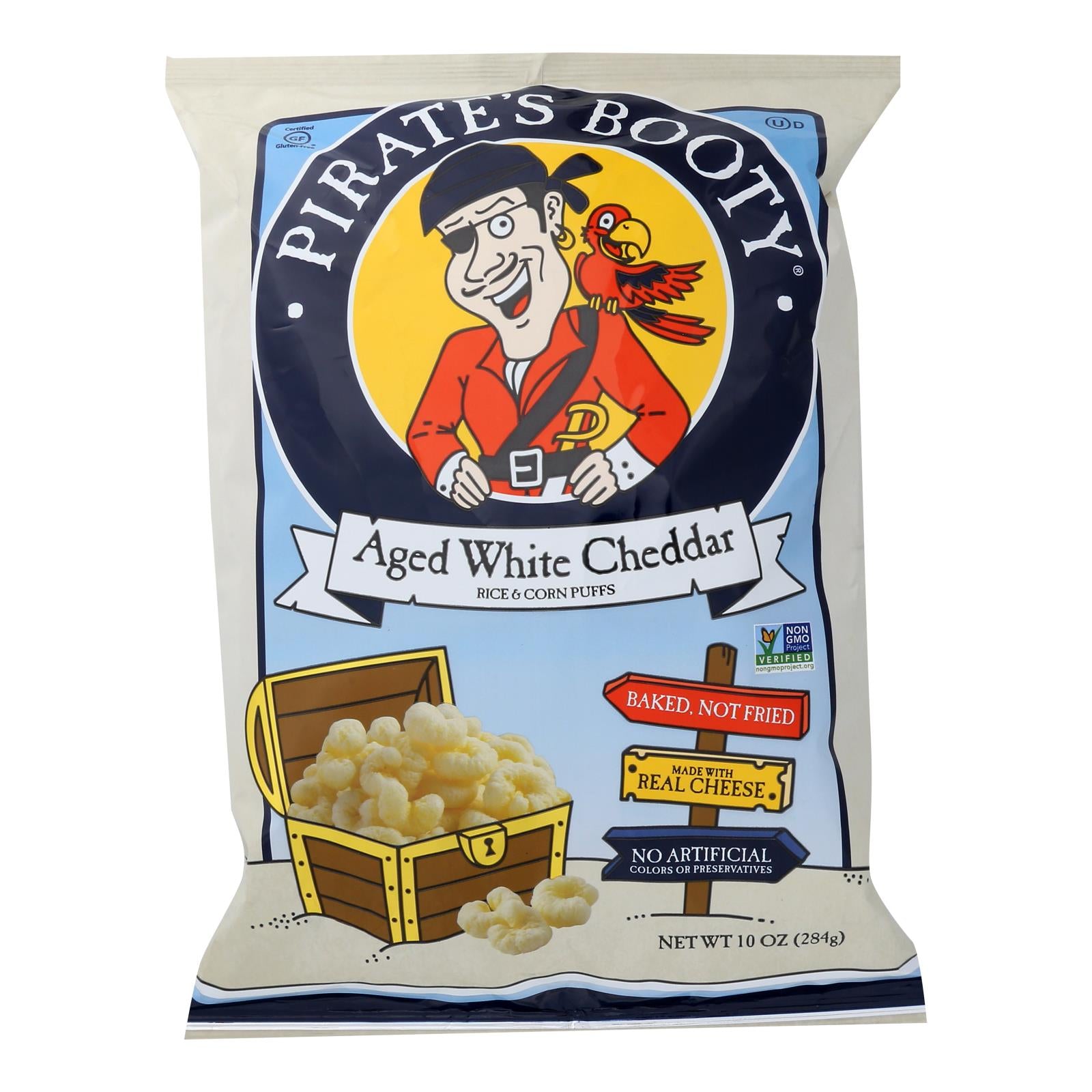 Pirate Brands Booty Puffs - Aged White Cheddar - Case Of 6 - 10 Oz.