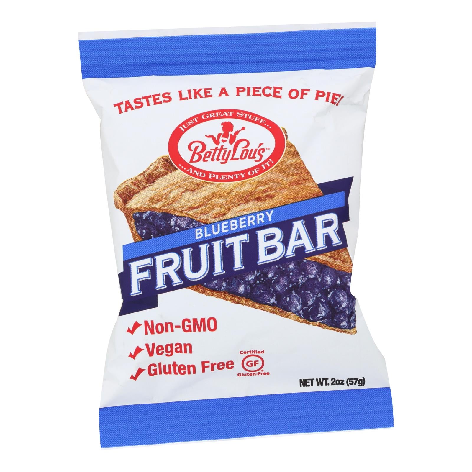 Betty Lou's Blueberry Fruit Bar - Case Of 12 - 2 Oz