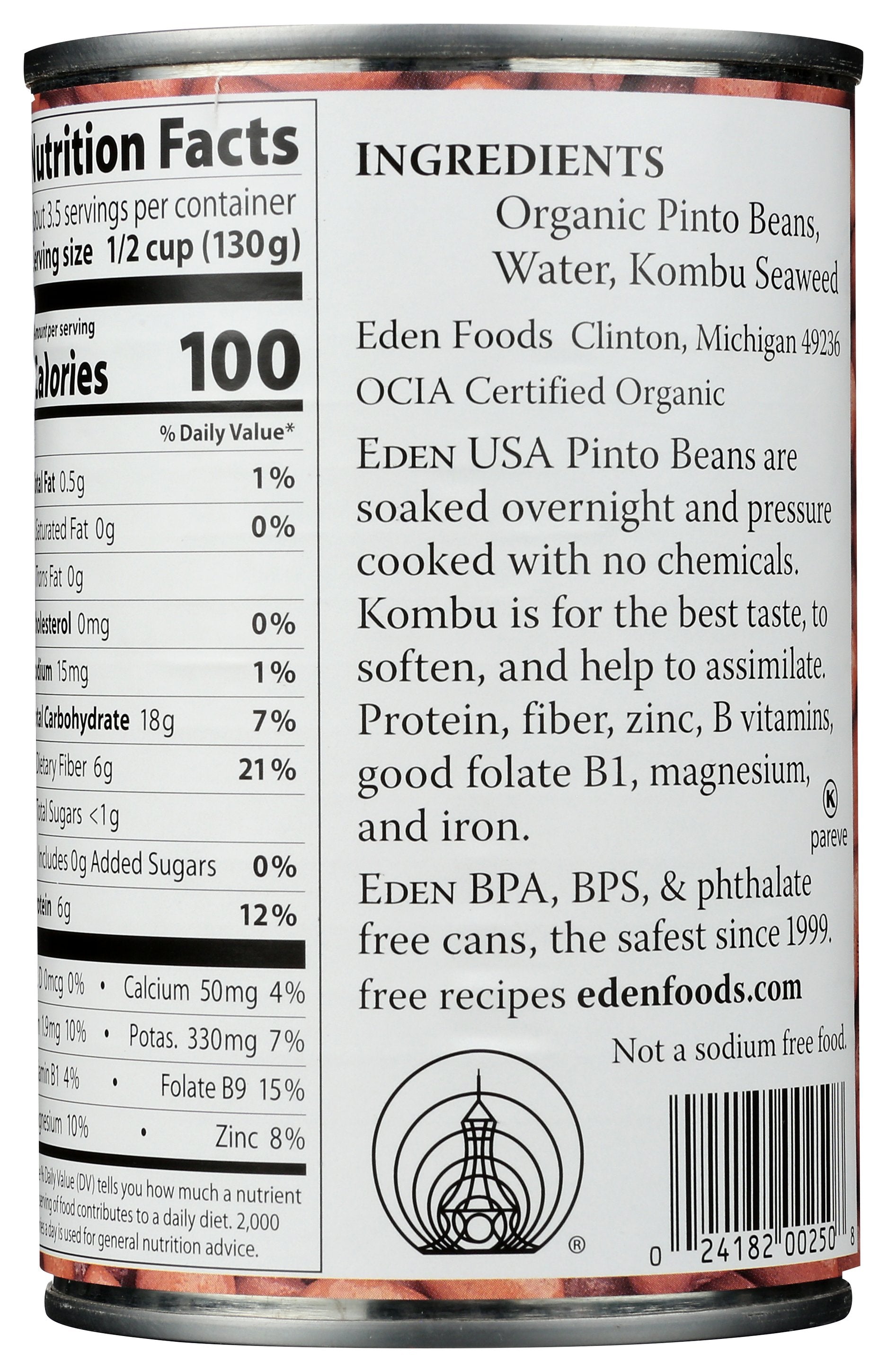 EDEN FOODS BEAN CAN PINTO NS ORG