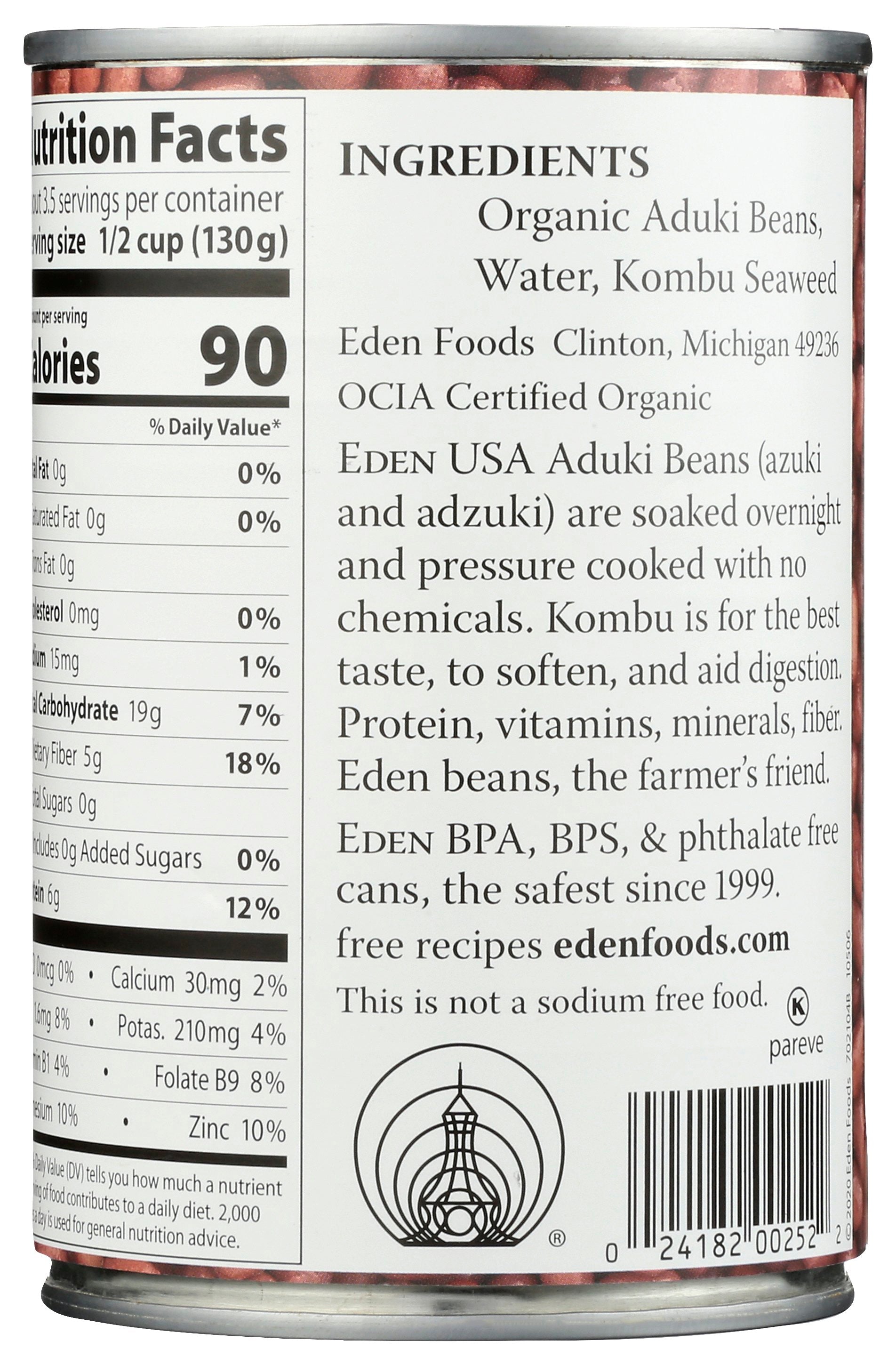 EDEN FOODS BEAN CAN ADUKI NS ORG