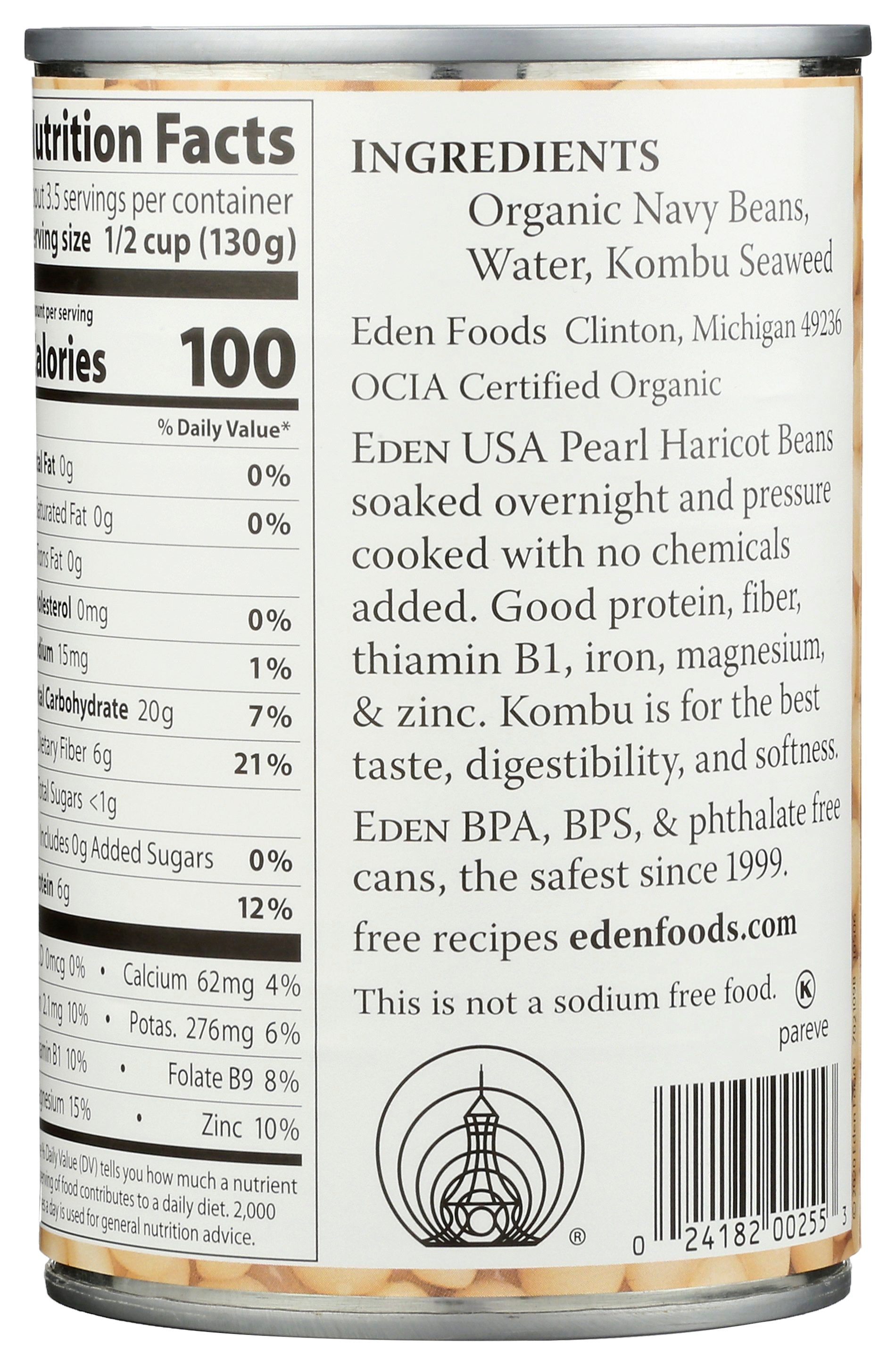 EDEN FOODS BEAN CAN NAVY NS ORG