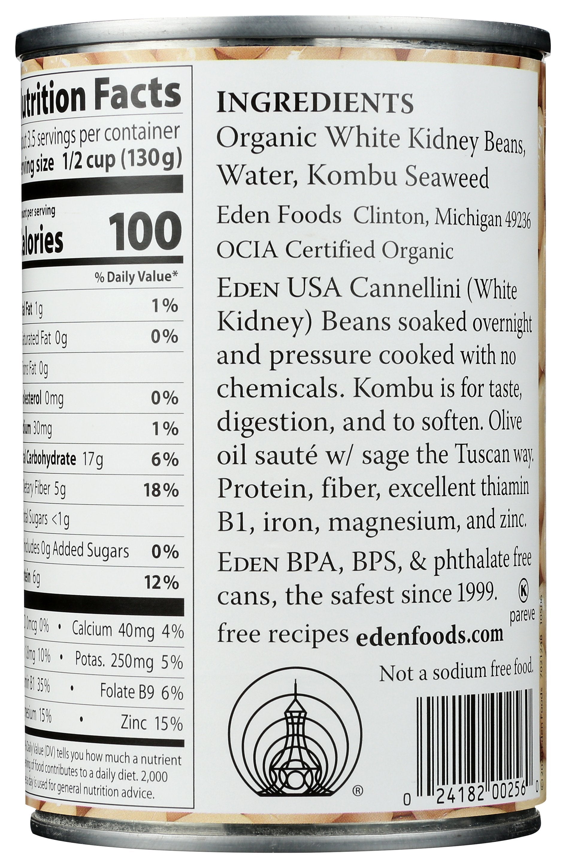 EDEN FOODS BEAN CAN CANNELLINI NS ORG
