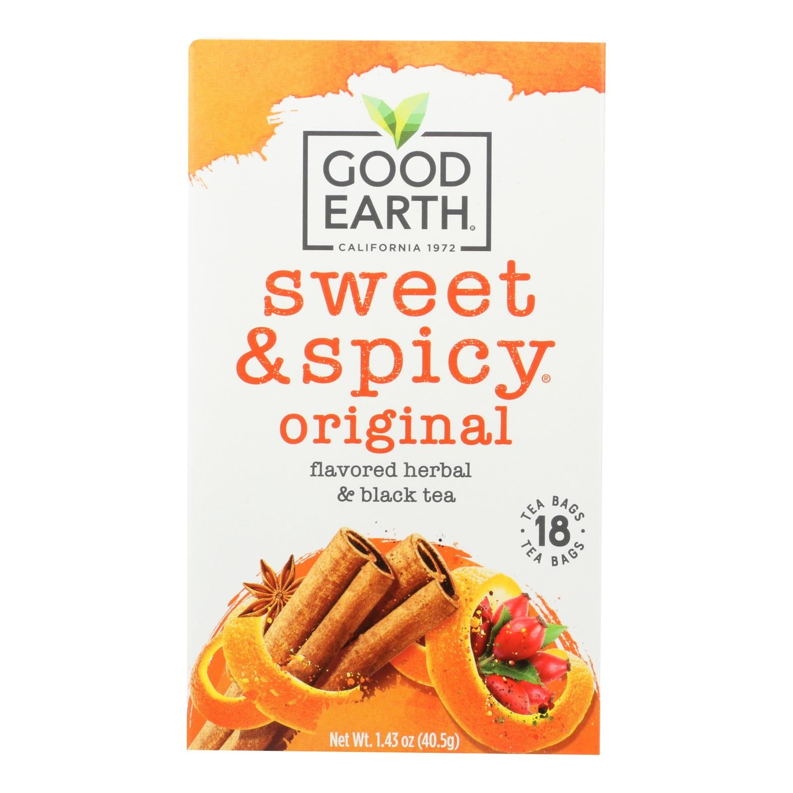 Good Earth Herbal And Black Tea - Sweet And Spicy - Case Of 6 - 18 Count
