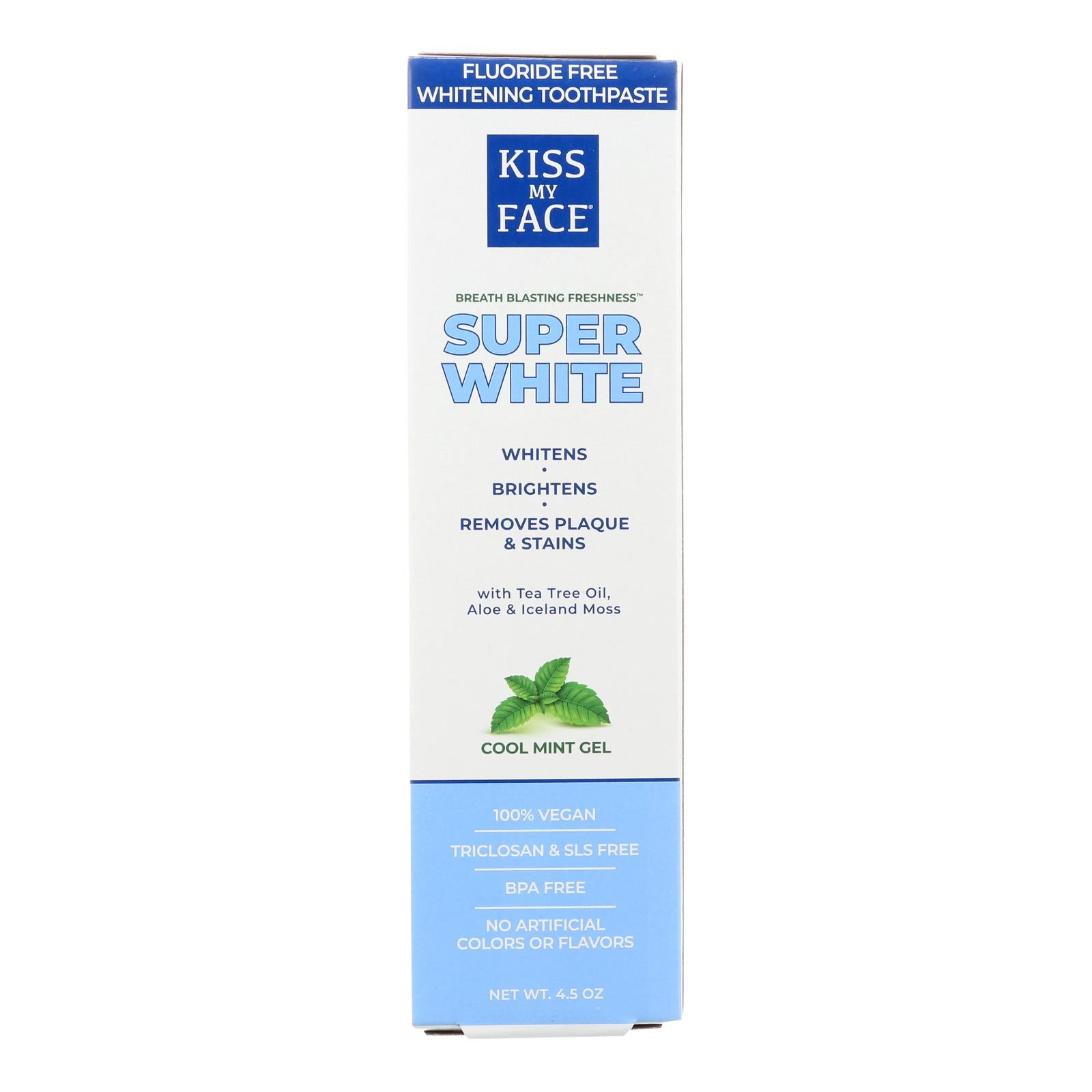 Kiss My Face Toothpaste - Whitening - Fluoride Free - Gel - 4.5 Oz