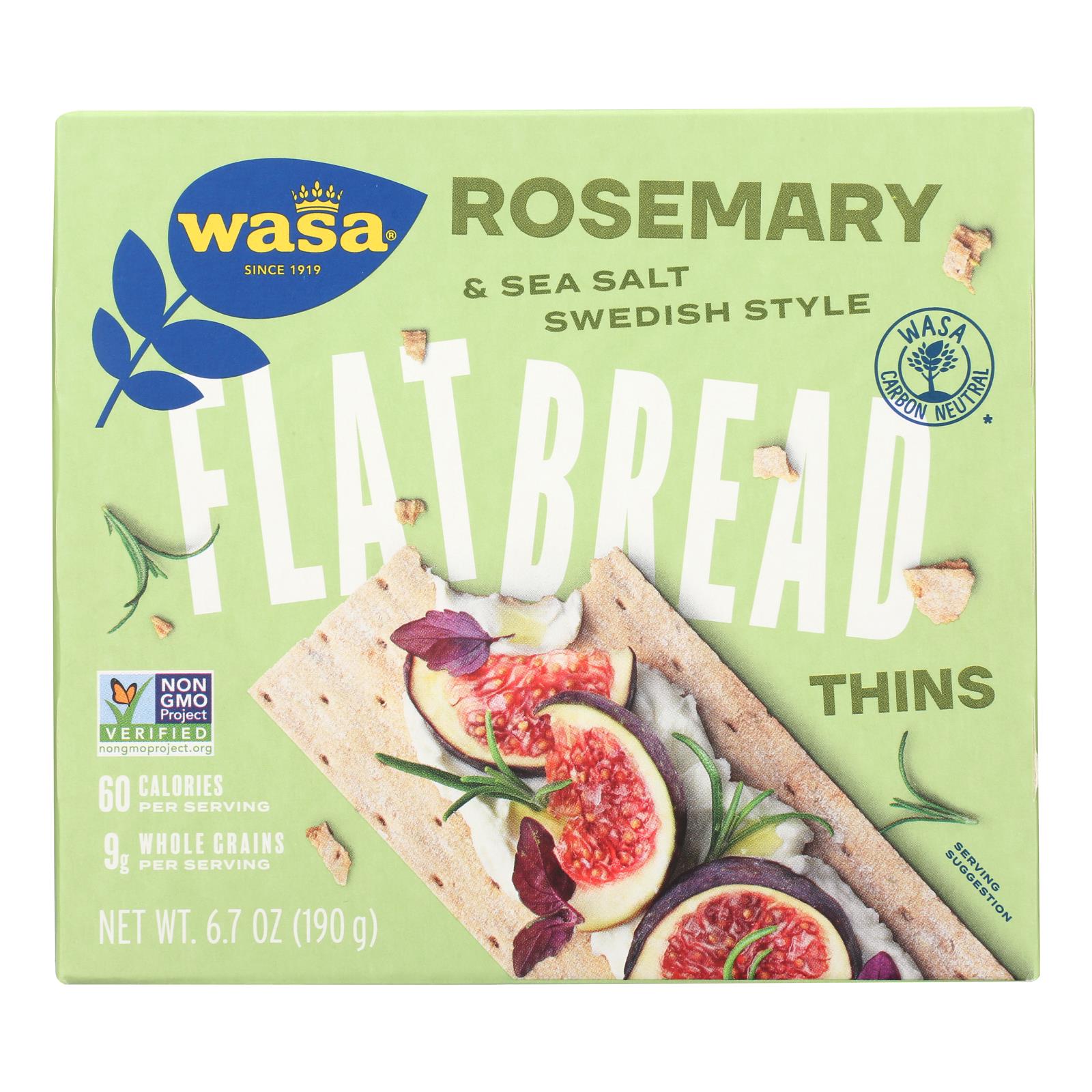 Wasa Rosemary & Salt Flatbread Thins - Case Of 10 - 6.7 Oz