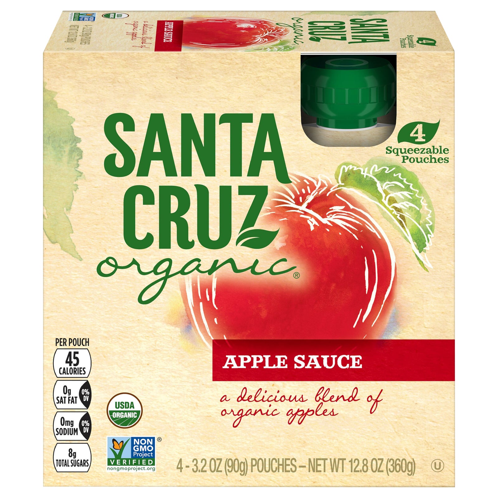 Santa Cruz Organic Apple Sauce - Case Of 6 - 3.2 Oz.