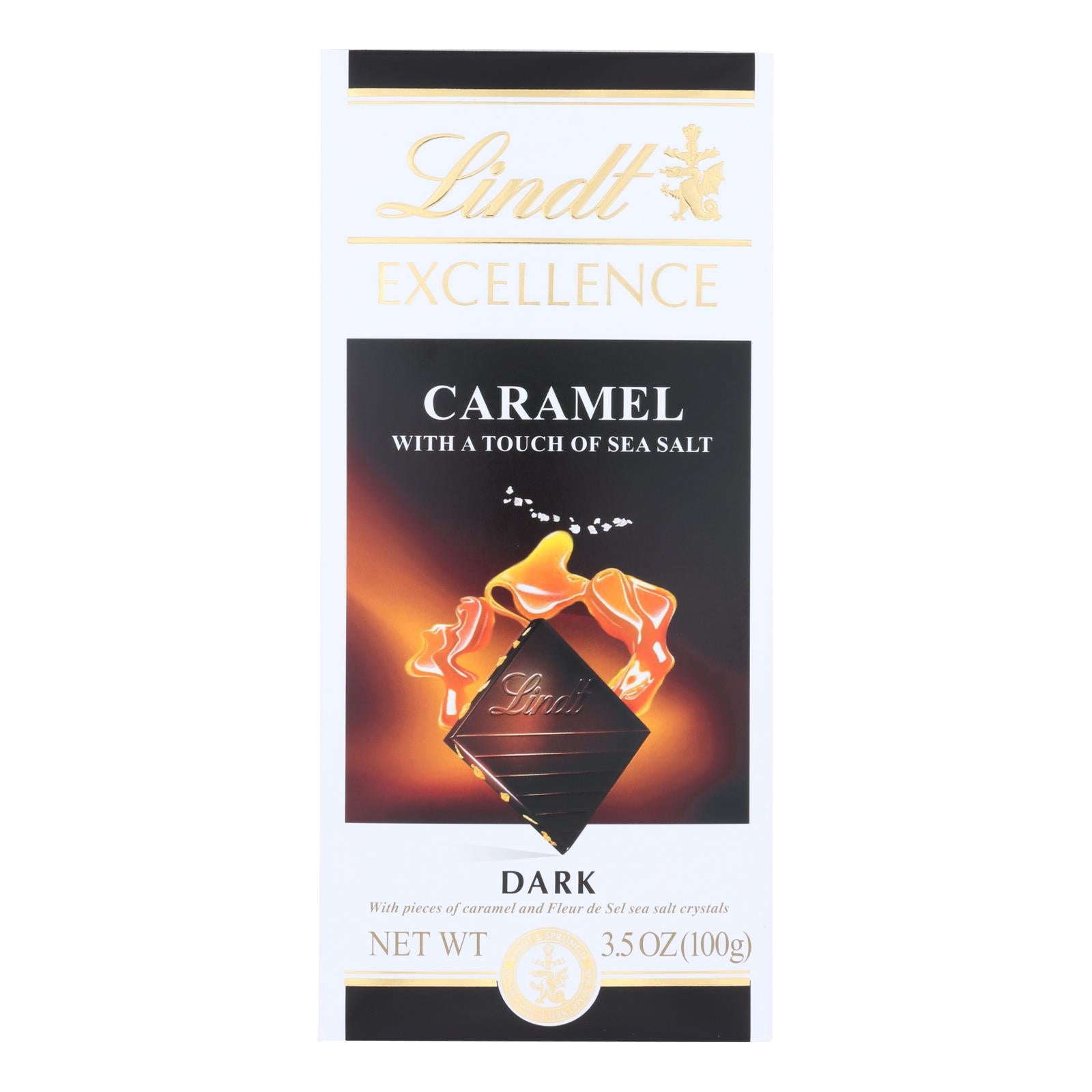 Lindt Excellence Caramel With A Touch Of Sea Salt Dark Chocolate - Case of 12 - 3.5 OZ