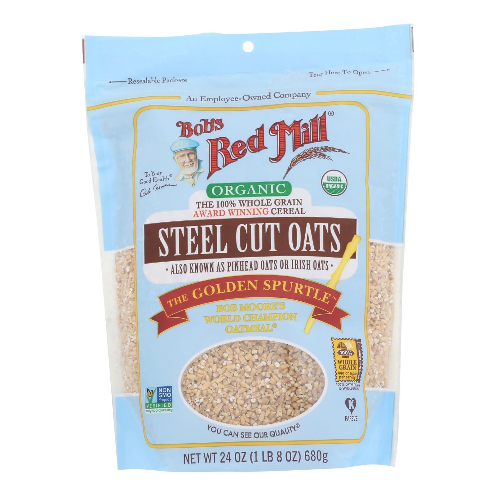 Bob's Red Mill Organic Steel Cut Oats, 24oz, 4-Pack