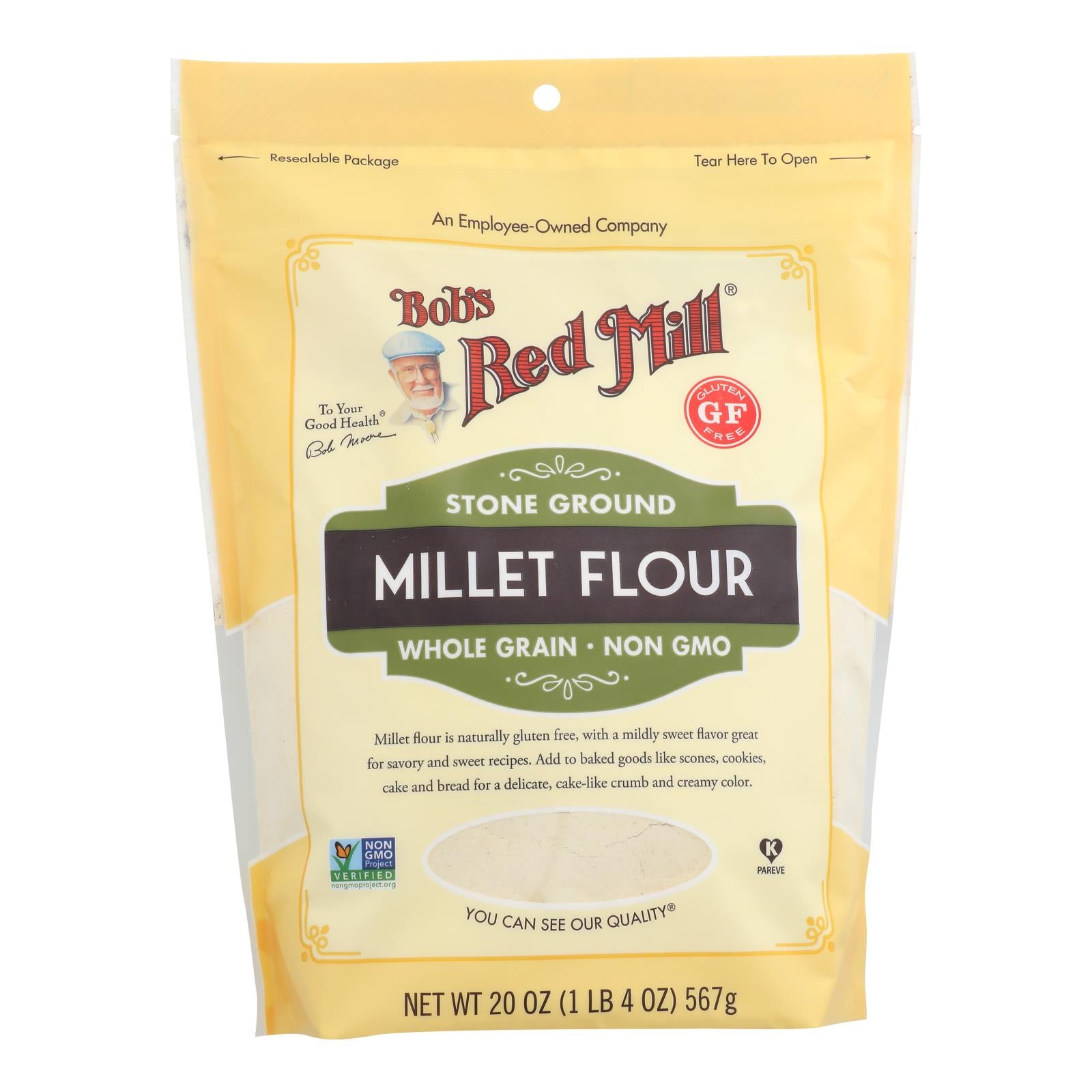 Bob's Red Mill Gluten Free Millet Flour, 4 Pack, 20 Oz Each