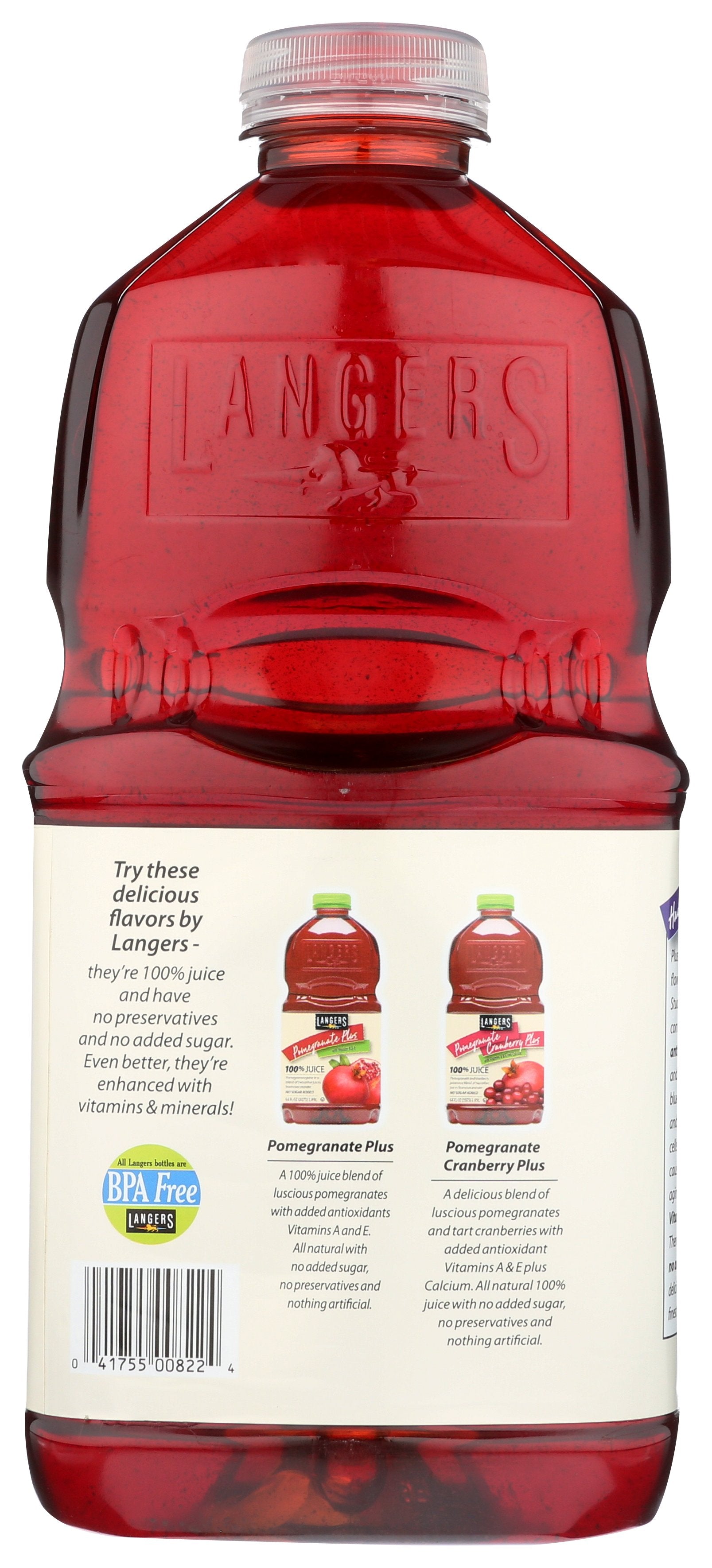 LANGERS JUICE POMEGRANTE BLUBRY 100% - Case of 8