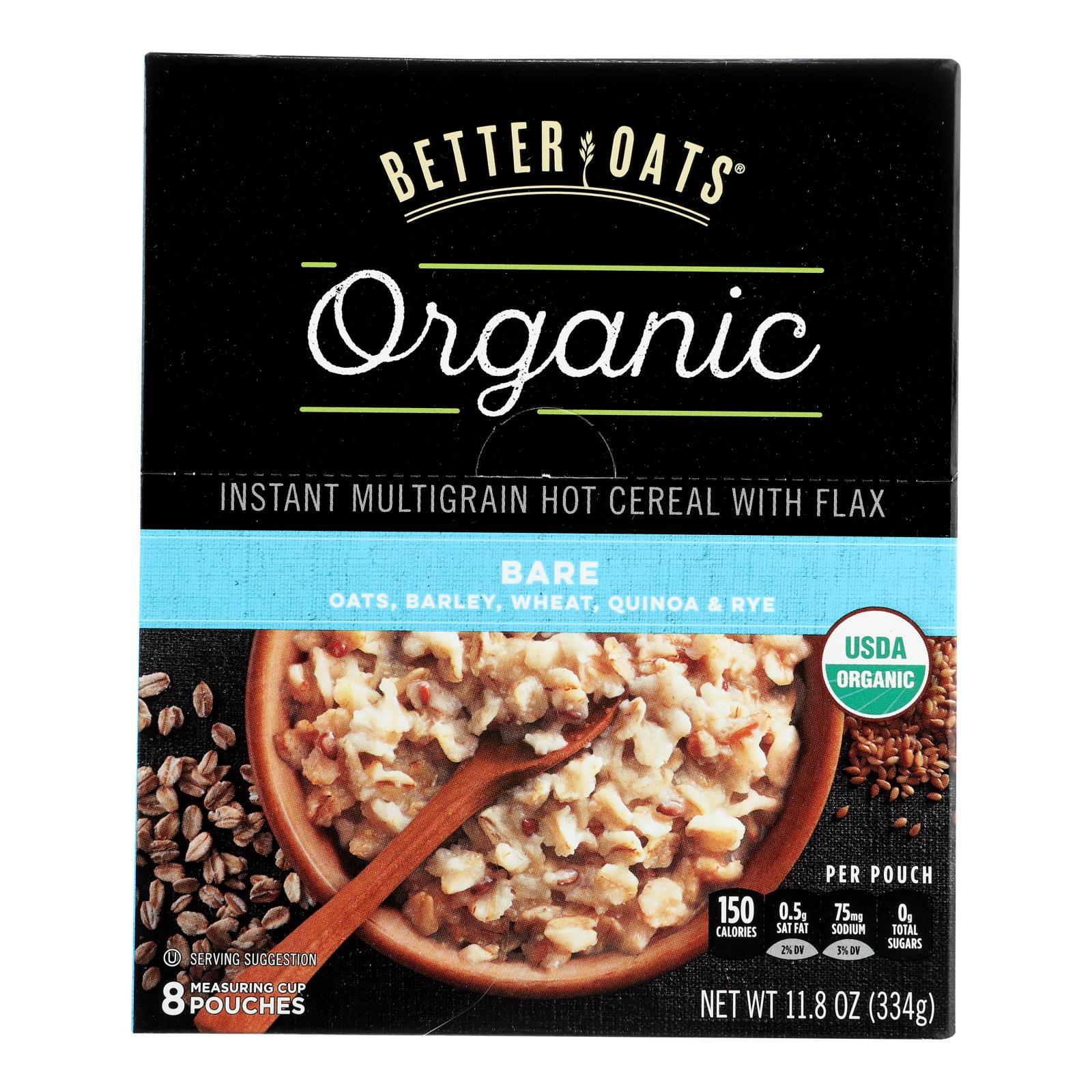Better Oats Organic Instant Multigrain Hot Cereal - Bare - Case Of 6 - 11.8 Oz.