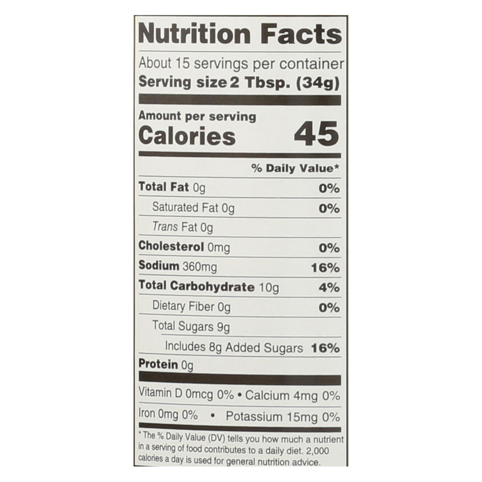 Woodstock Organic BBQ Sauce - Hickory - Case of 12 - 18 oz.