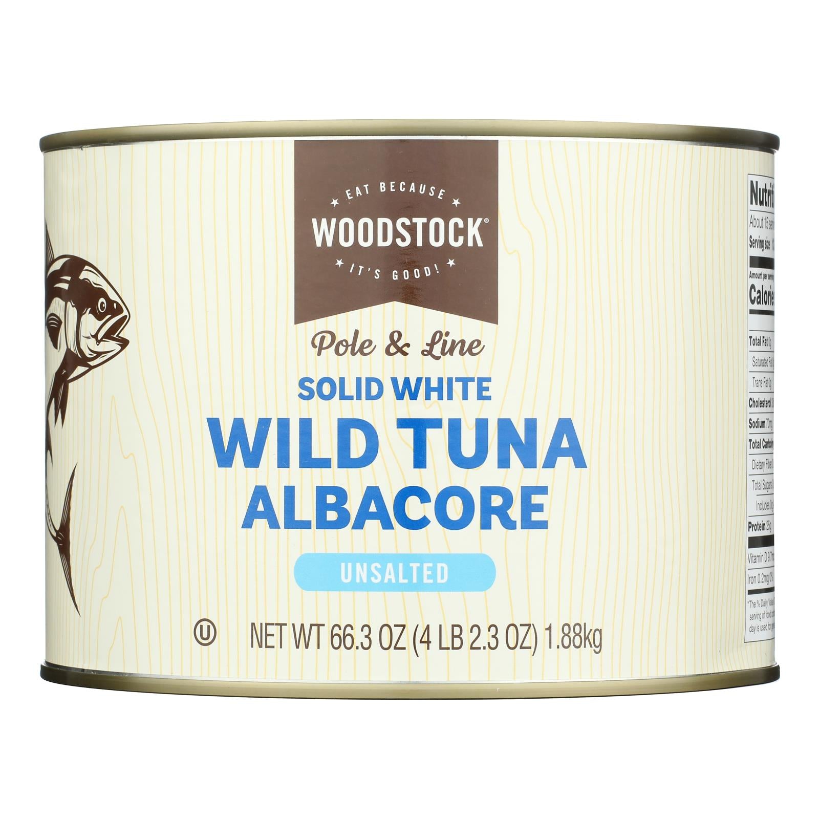 Woodstock - Wld Albacre Tuna Unsalted - CS of 6-66.3 OZ