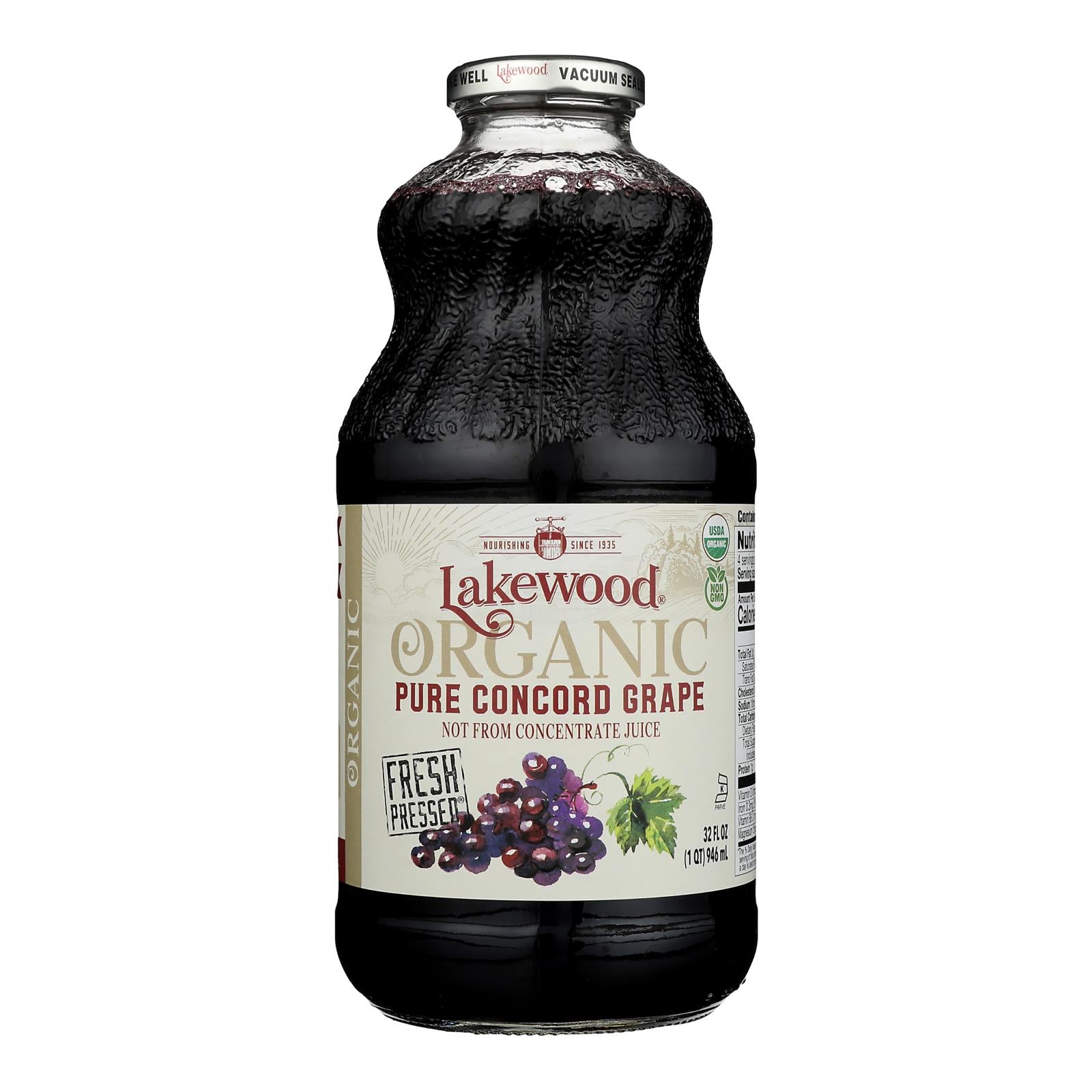 Lakewood - Organic Juice - Concord Grape - Case of 6 - 32 fl oz.