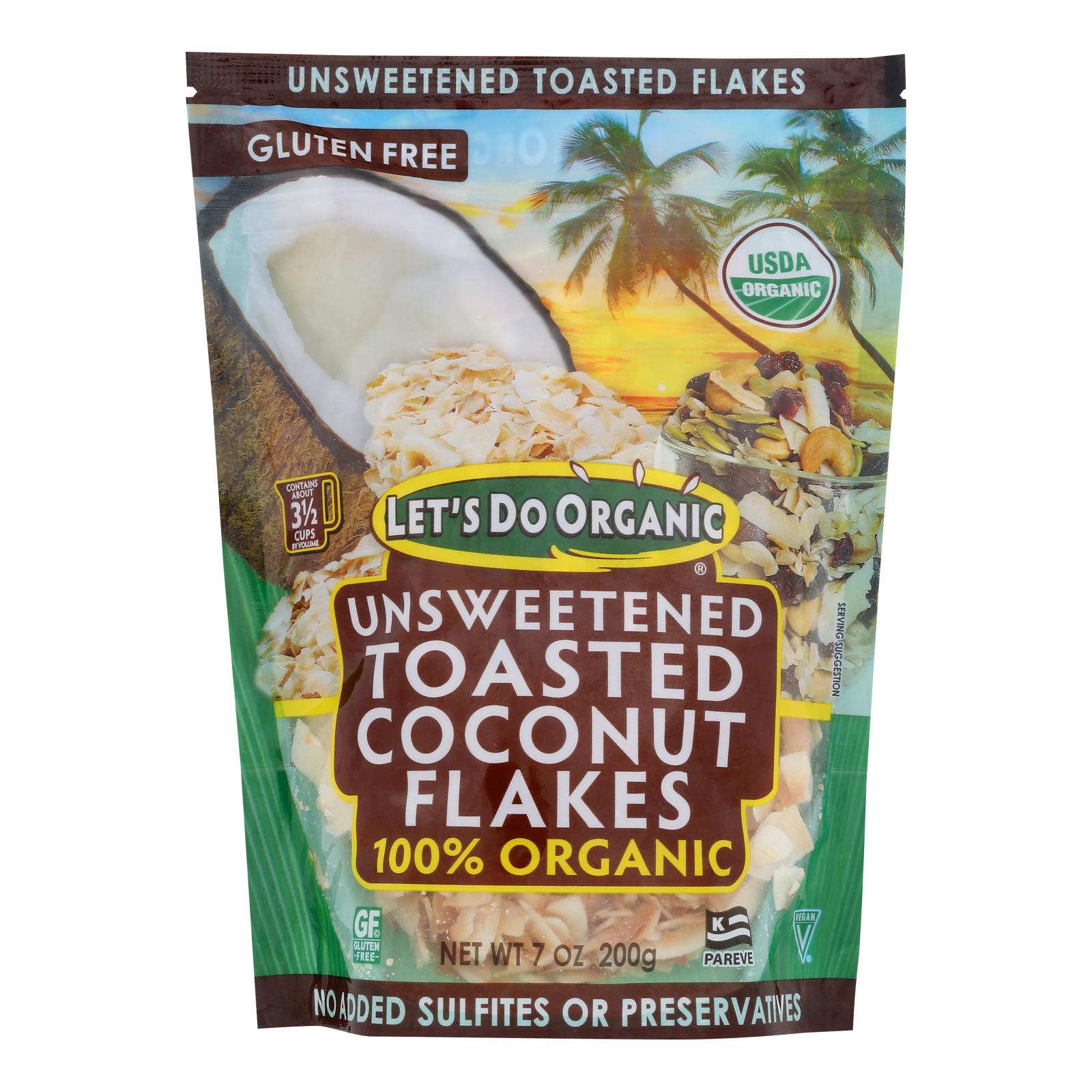 Let's Do Organics Toasted Coconut Flakes - Organic - Case Of 12 - 7 Oz.