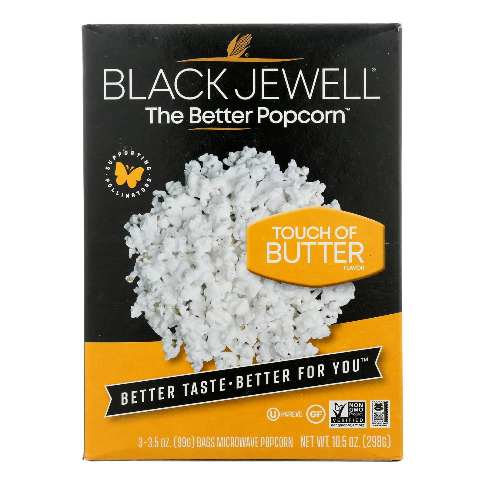 Black Jewell Microwave Popcorn - Butter - Case Of 6 - 3-3.5 Oz. Bags Each - 10.5 Oz.