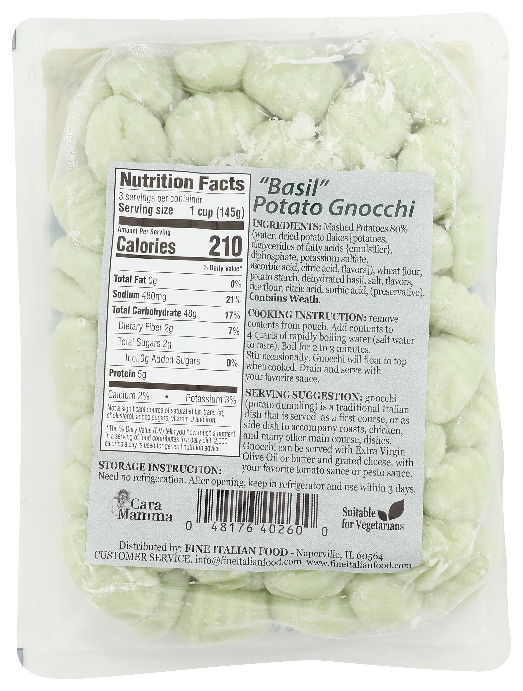 MANTOVA PASTA GNOCCHI PTO BASIL - Case of 12