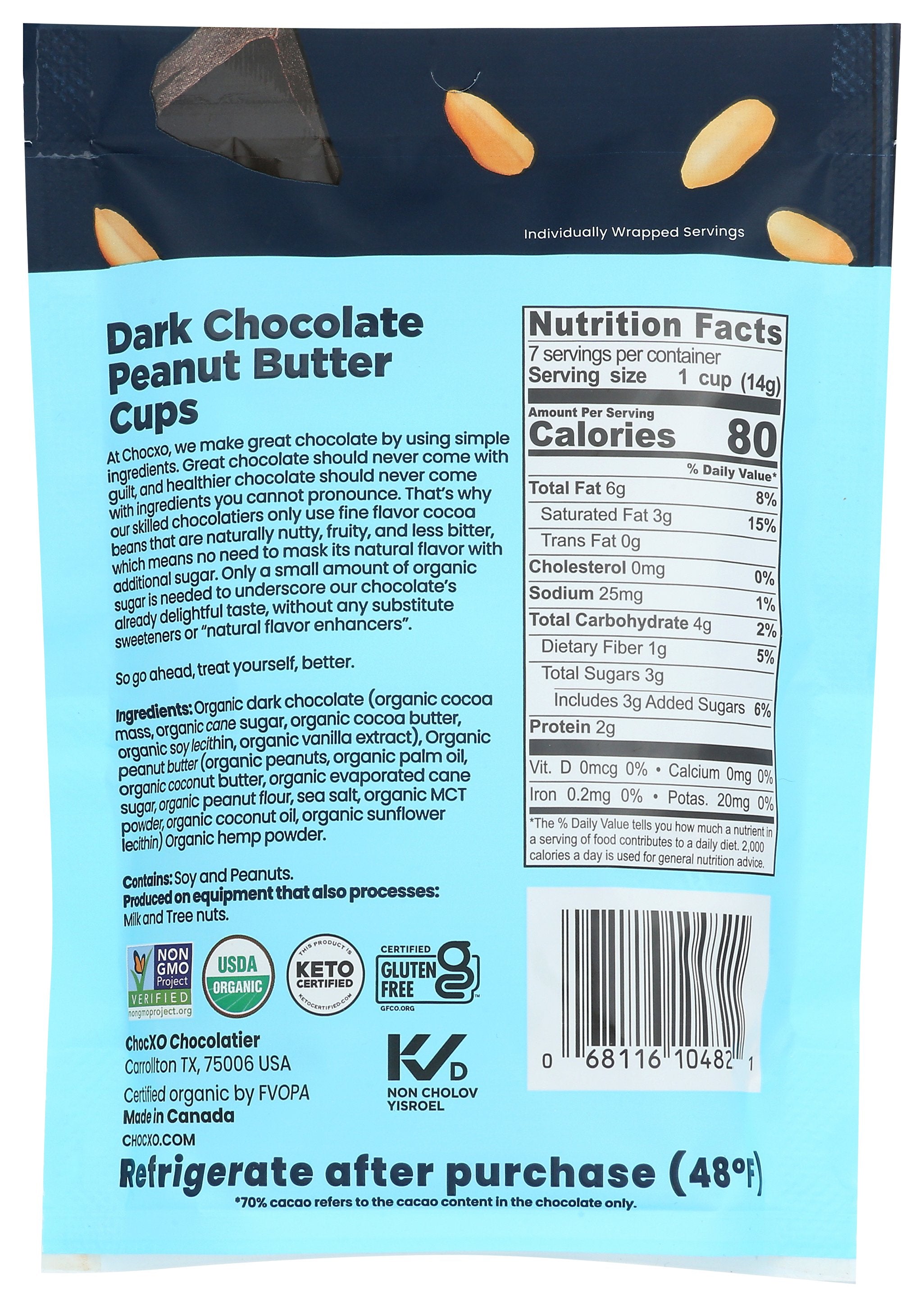 CHOCXO CUP CHOC PEANUT BUTTER - Case of 6