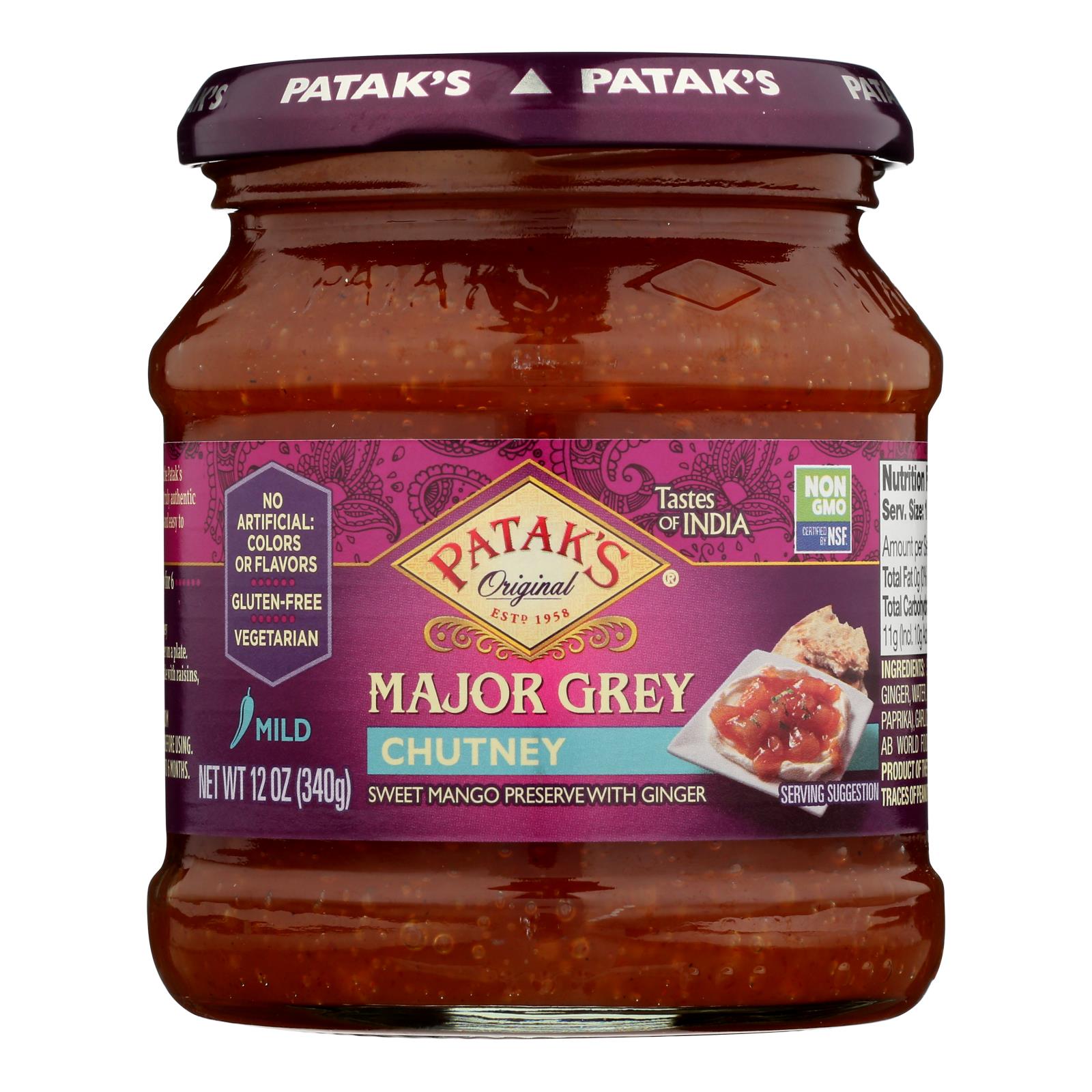 Pataks Chutney - Major Grey - Mild - 12 Oz - Case Of 6