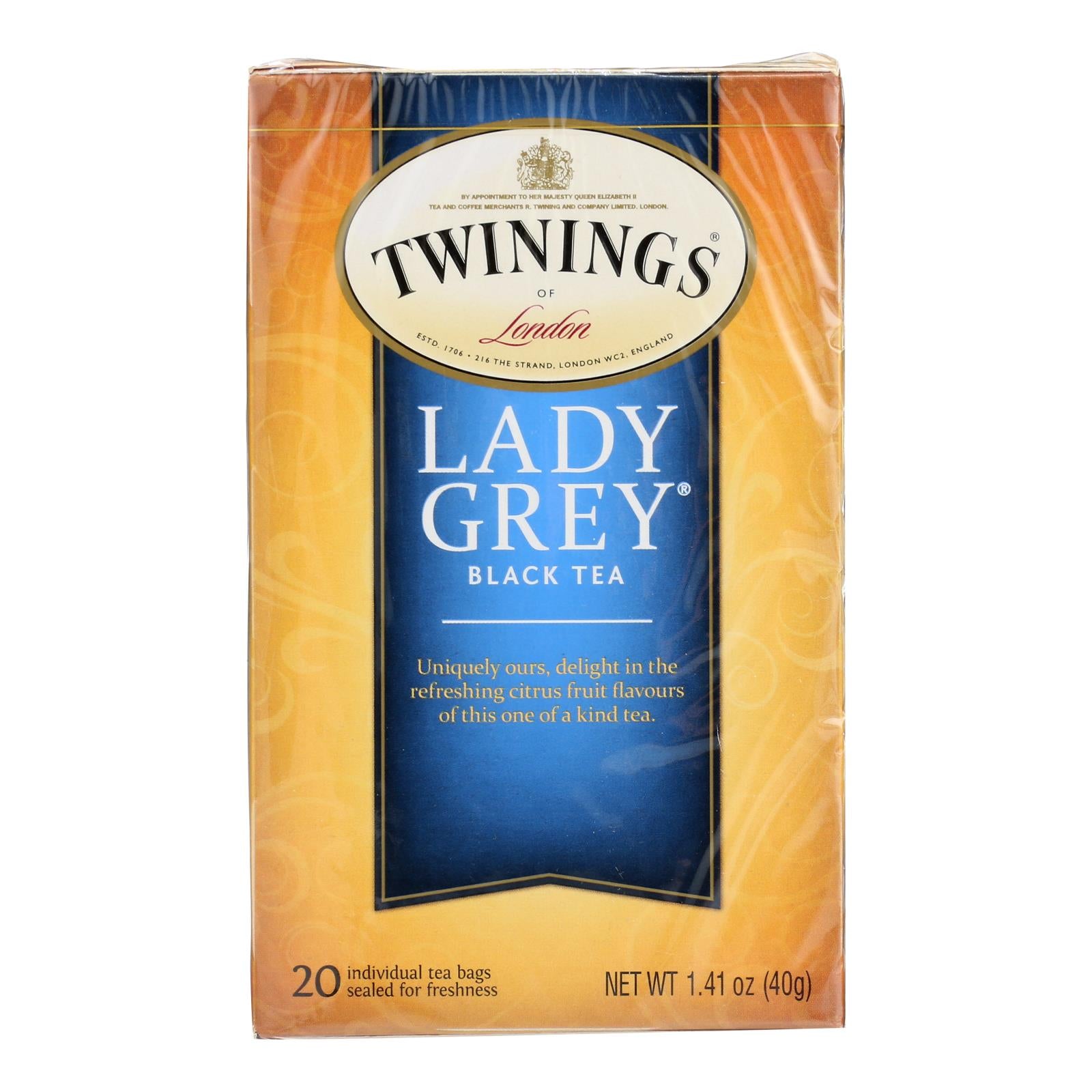 Twinings Tea Black Tea - Lady Grey - Case Of 6 - 20 Bags
