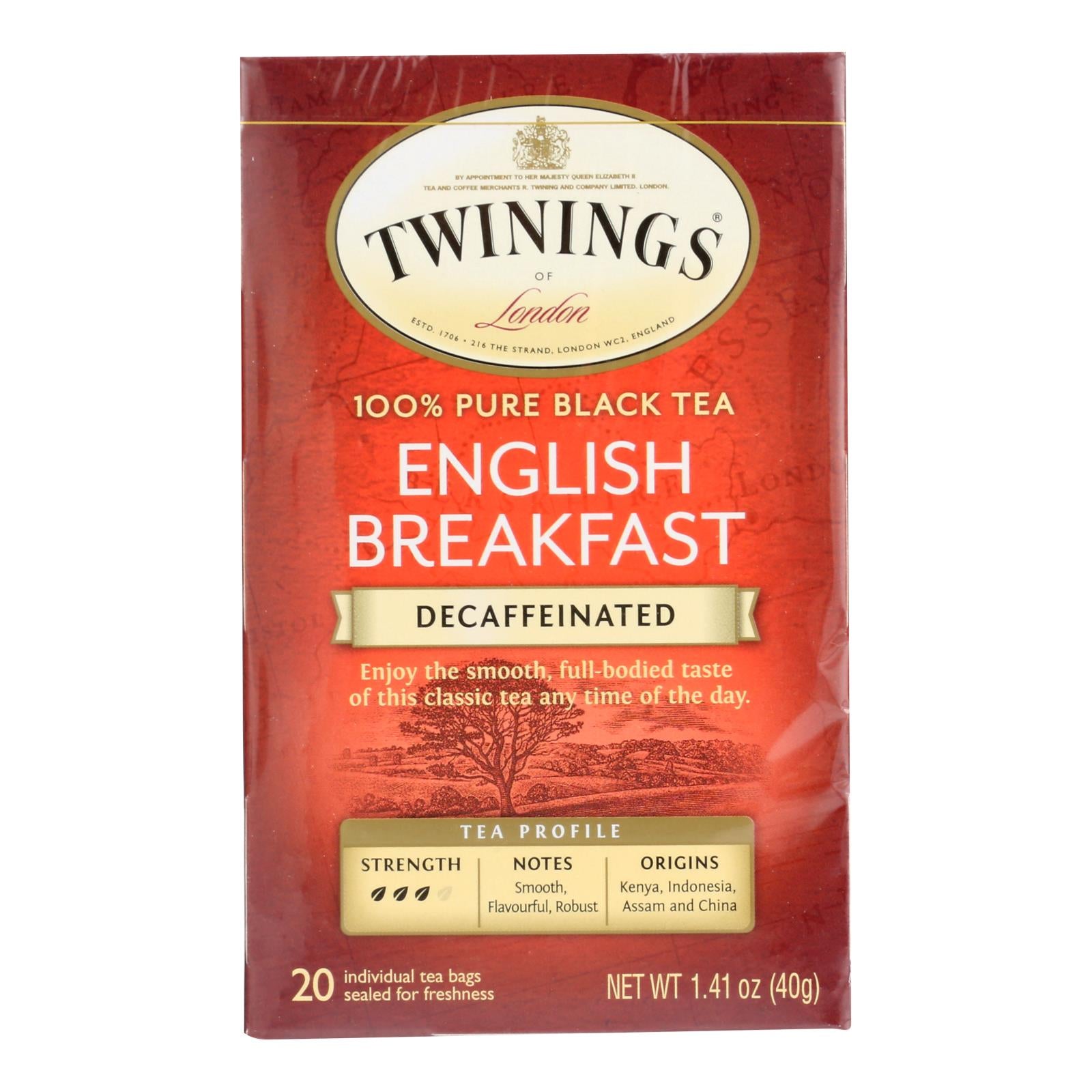 Twinings Tea Breakfast Tea - English Decaffeinated - Case Of 6 - 20 Bags