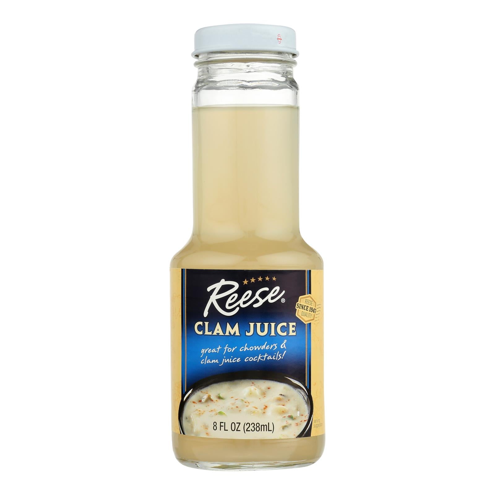 Reese Clam Juice Bottle - Case of 6 - 8 Fl oz.