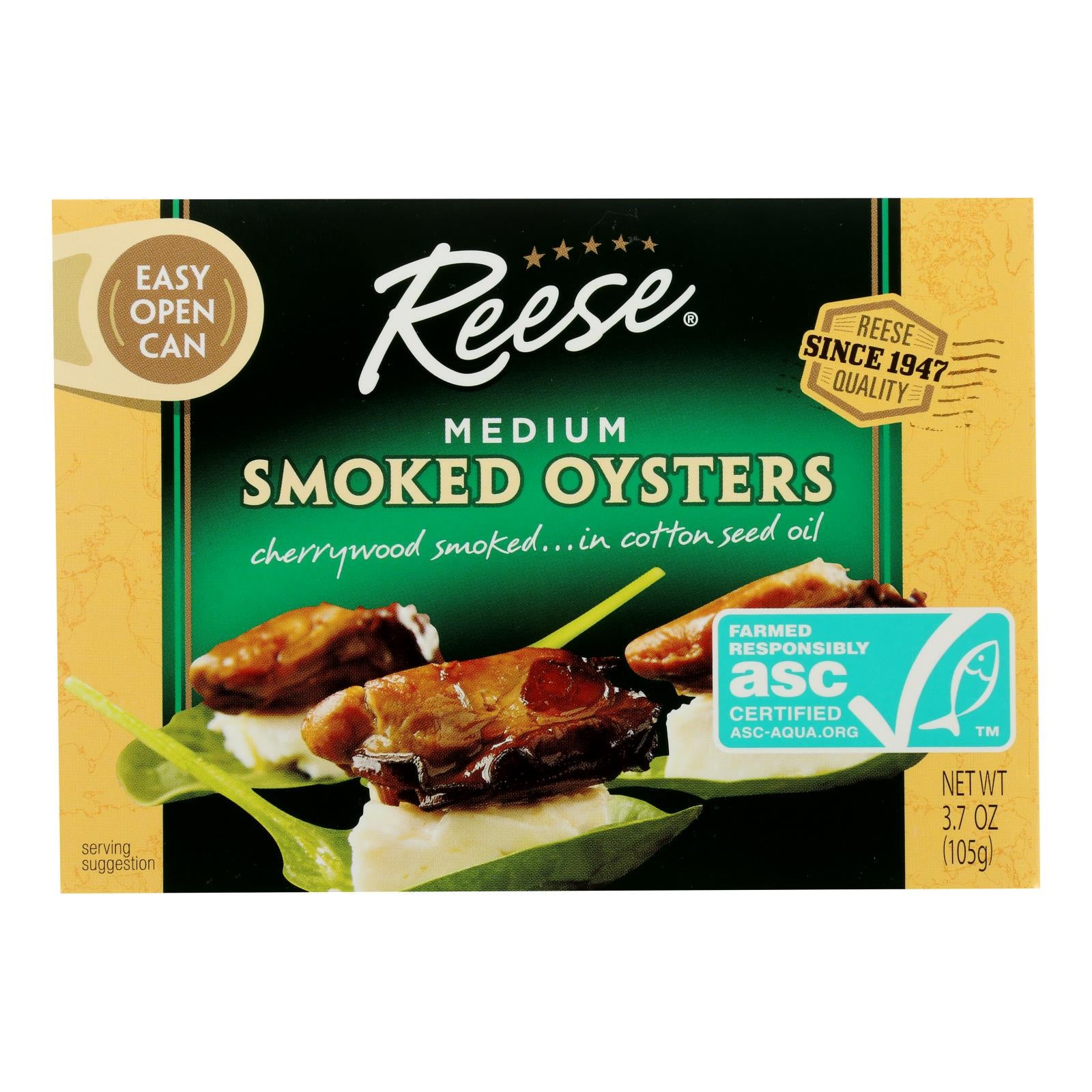 Reese Oysters - Smoked - Medium - 3.7 Oz - Case Of 10