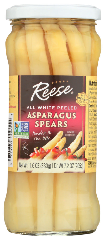 Reese All White Peeled Asparagus Spears - Case of 6 - 11.6 oz