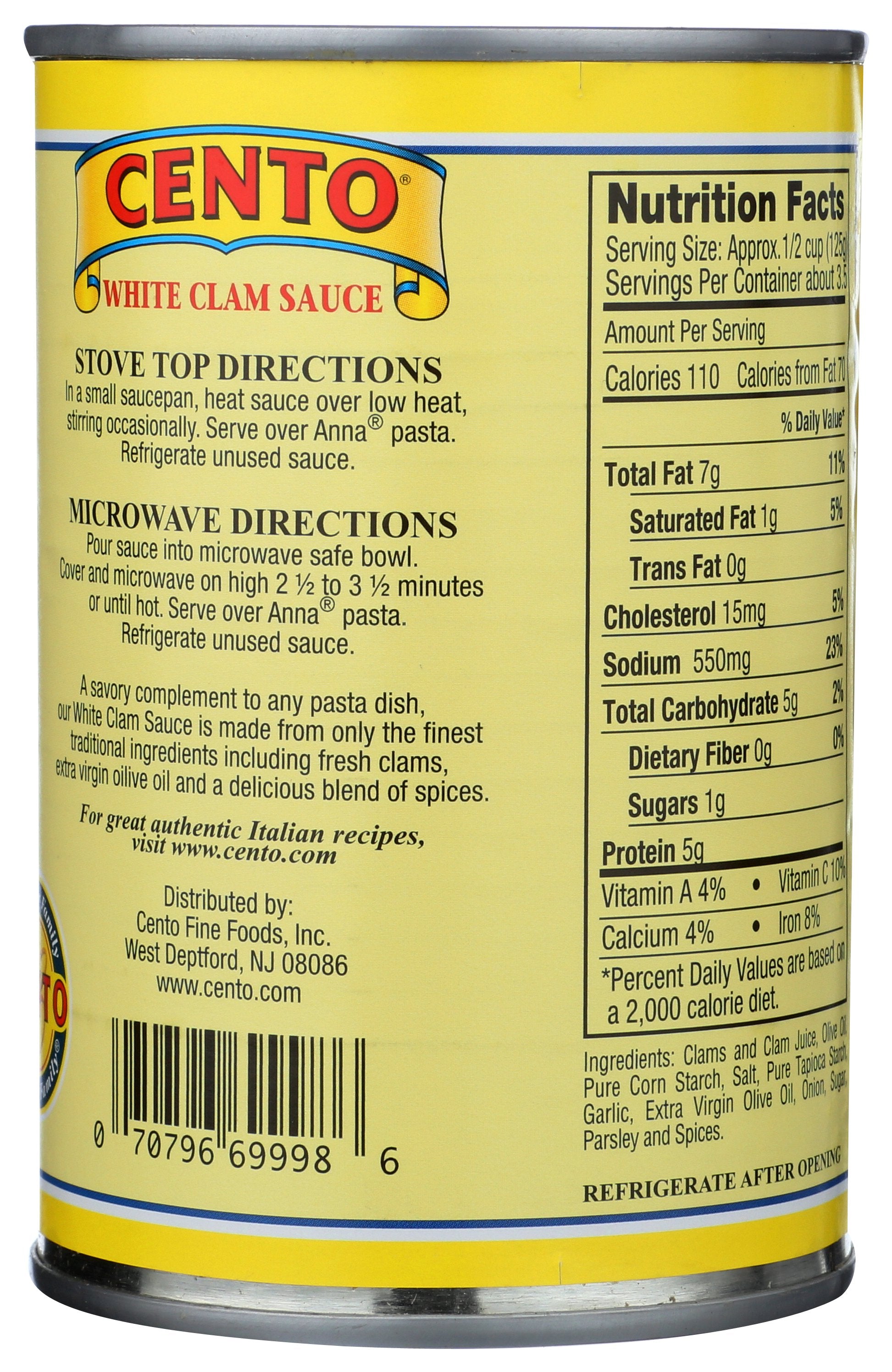 CENTO SAUCE CLAM WHITE - Case of 12