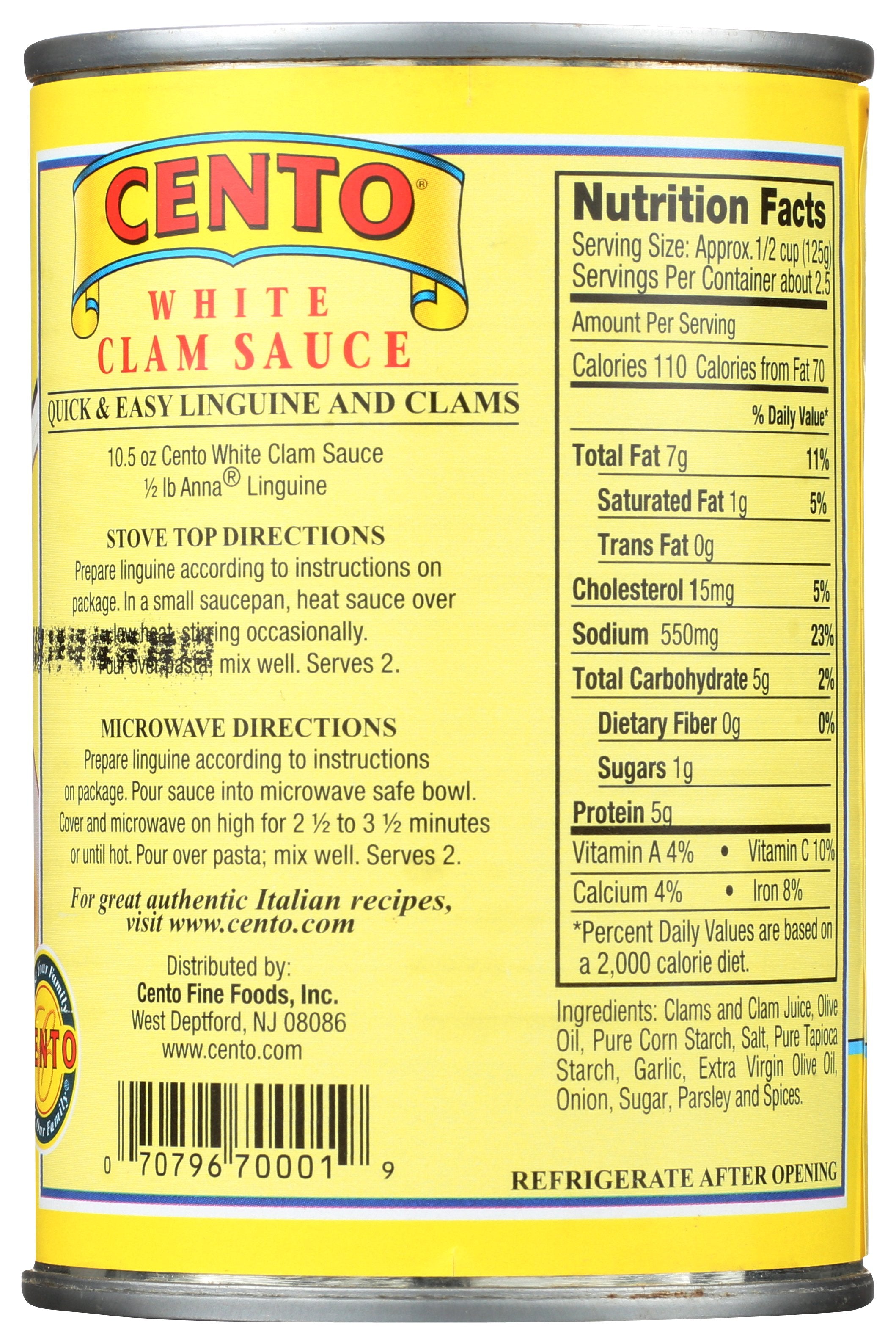 CENTO SAUCE CLAM WHITE - Case of 6