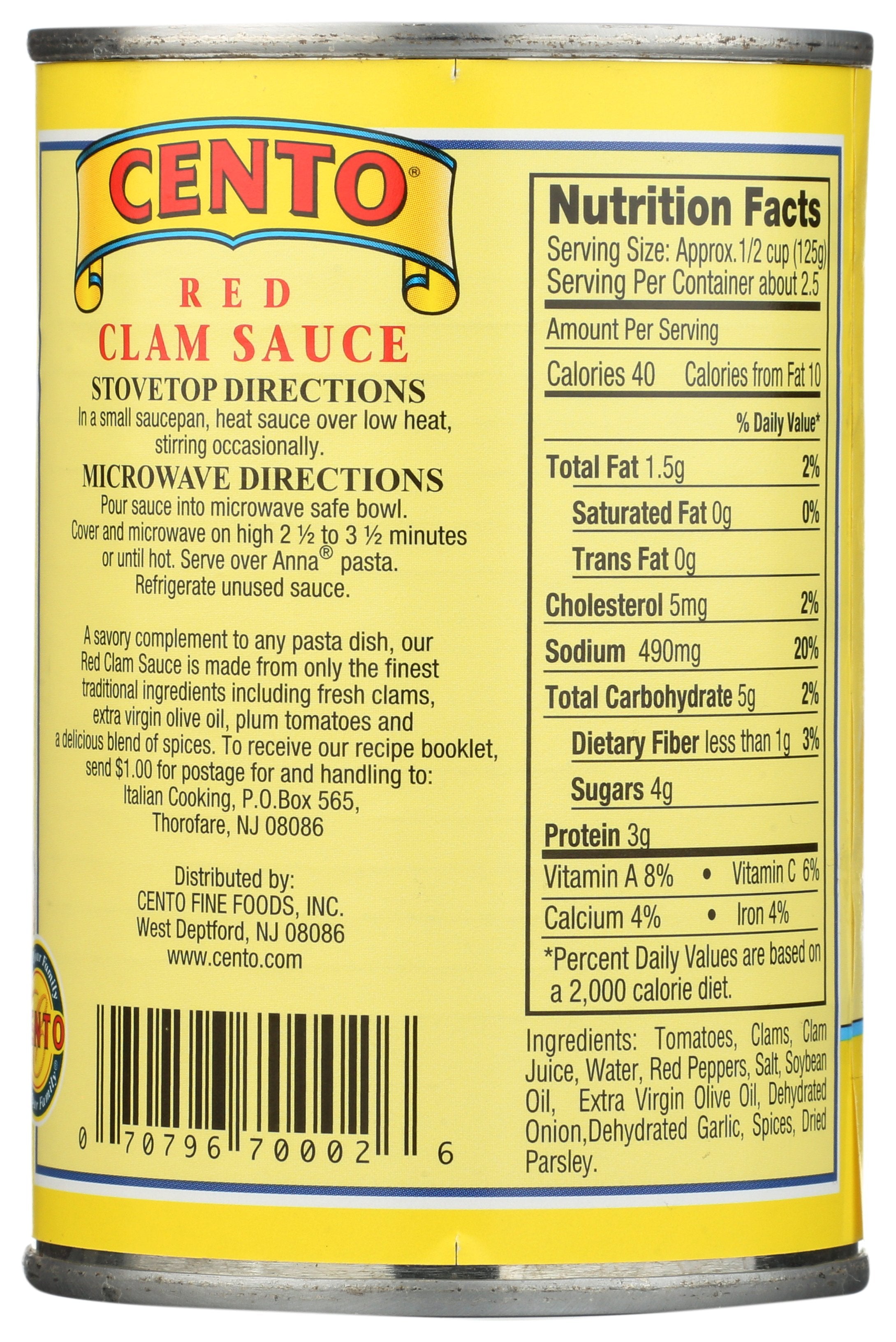 CENTO SAUCE CLAM RED - Case of 6