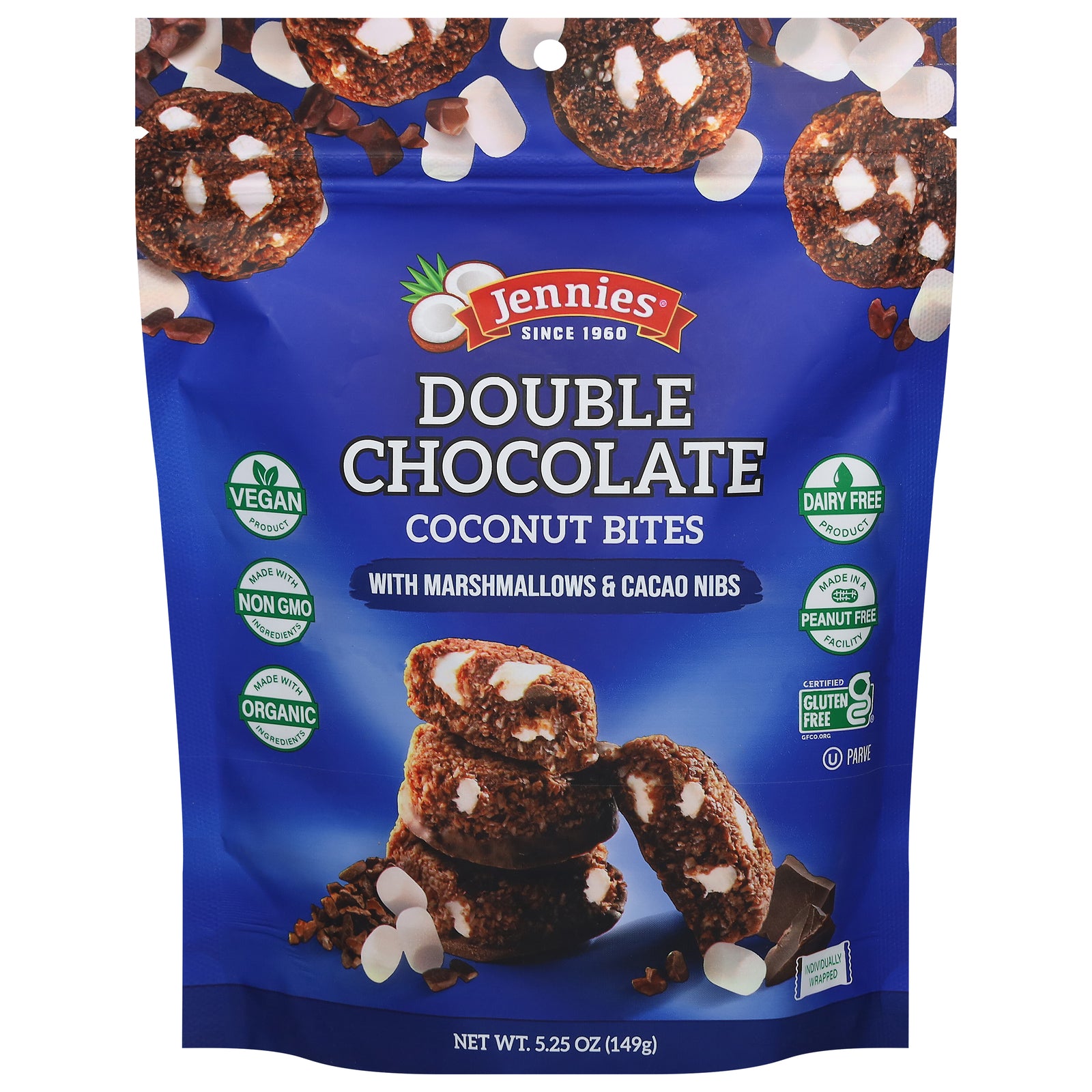 Jennies - Cnut Bites Dbl Choc Marsh - CS of 6-5.25 OZ