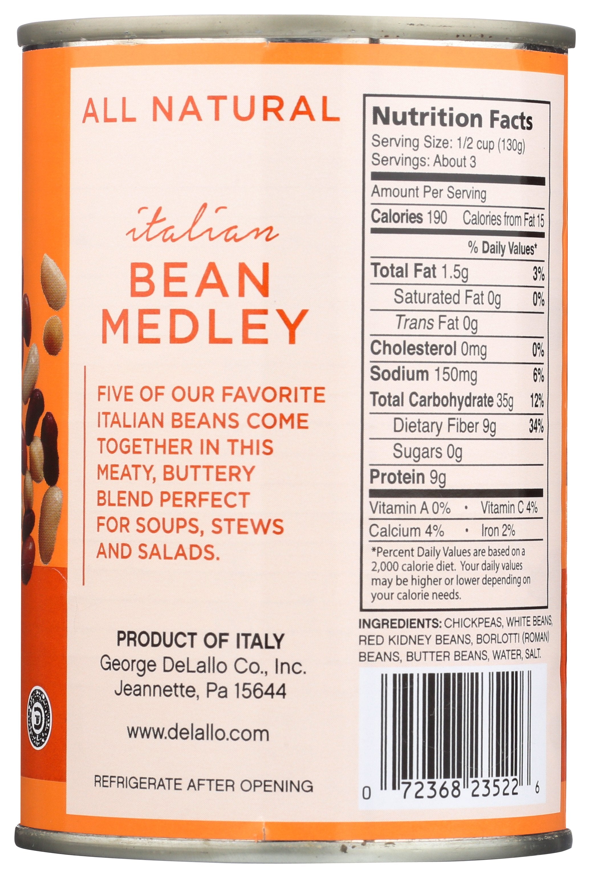 DELALLO BEANS ITALIAN MEDLEY - Case of 12
