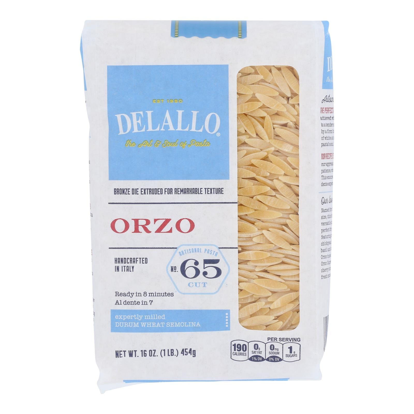 Delallo - Pasta Orzo Number 65 - Case of 12-16 Ounces