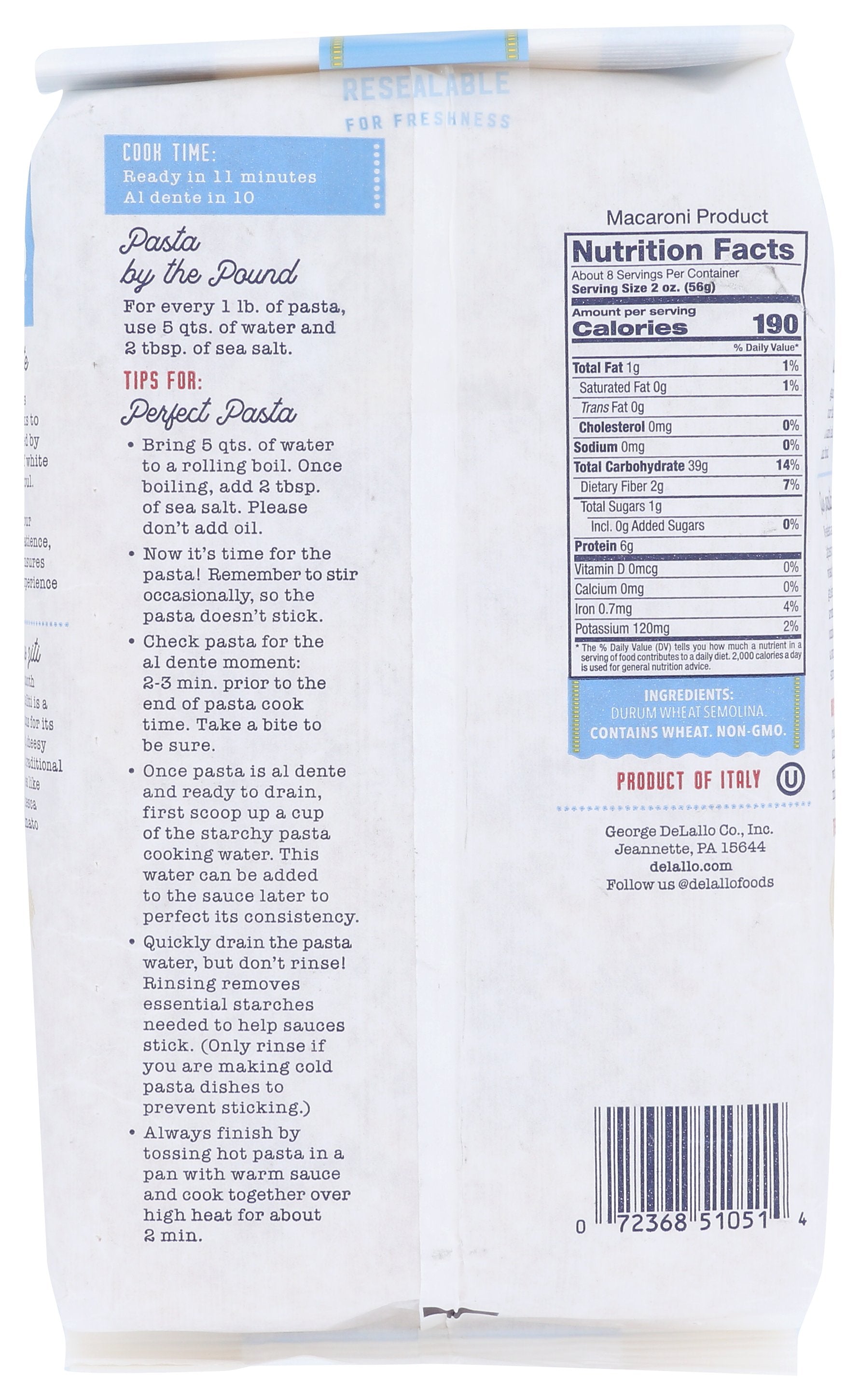 DELALLO PENNE ZITI #32 MOSTACCIO - Case of 8