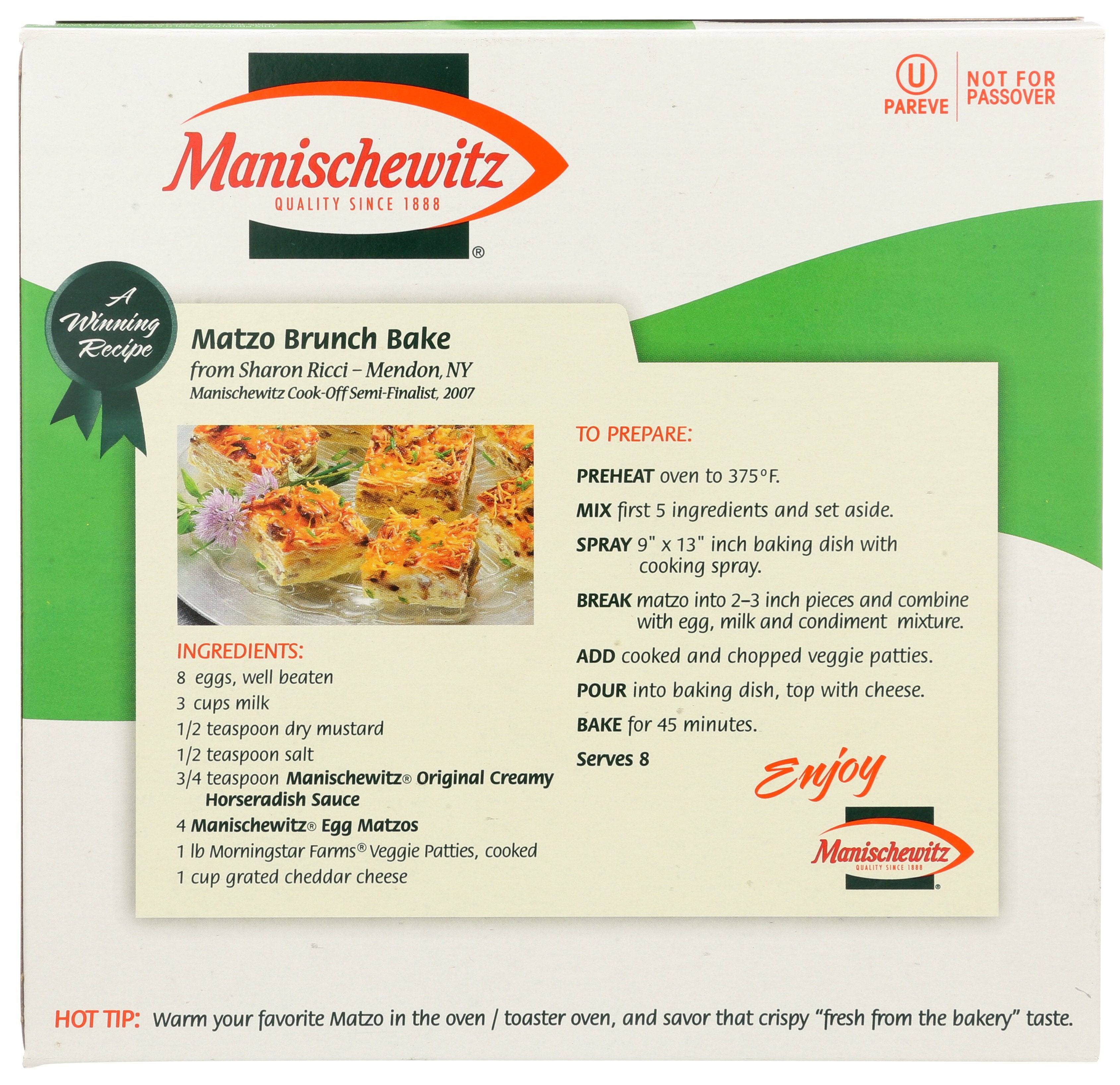 MANISCHEWITZ MATZO EGG & ONION - Case of 12