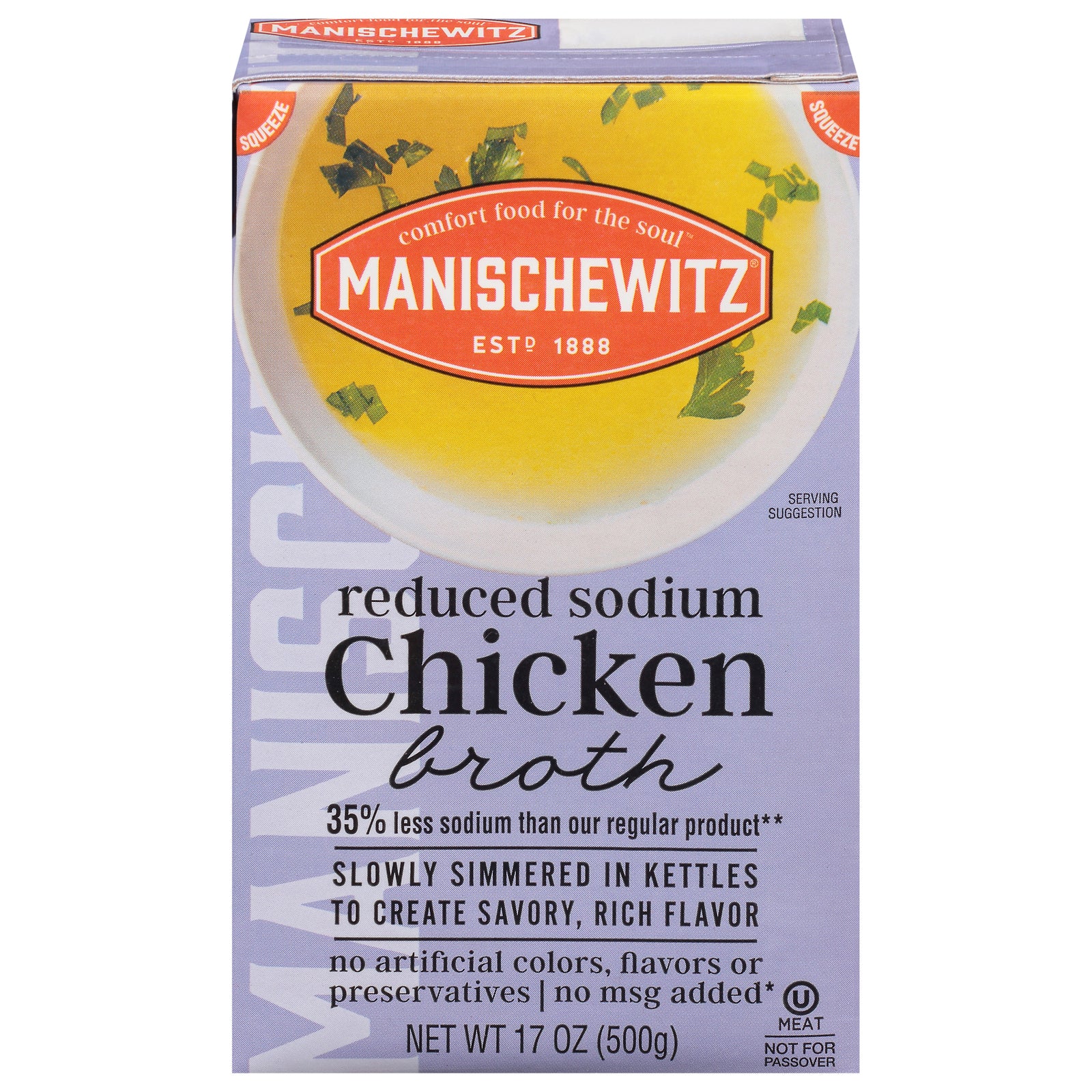 Manischewitz - Broth Chkn Low Sdm Asptc - CS of 12-17 FZ