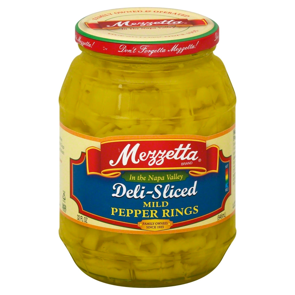 Mezzetta Deli-Sliced Mild Pepper Rings - Case of 6 - 32 fl oz