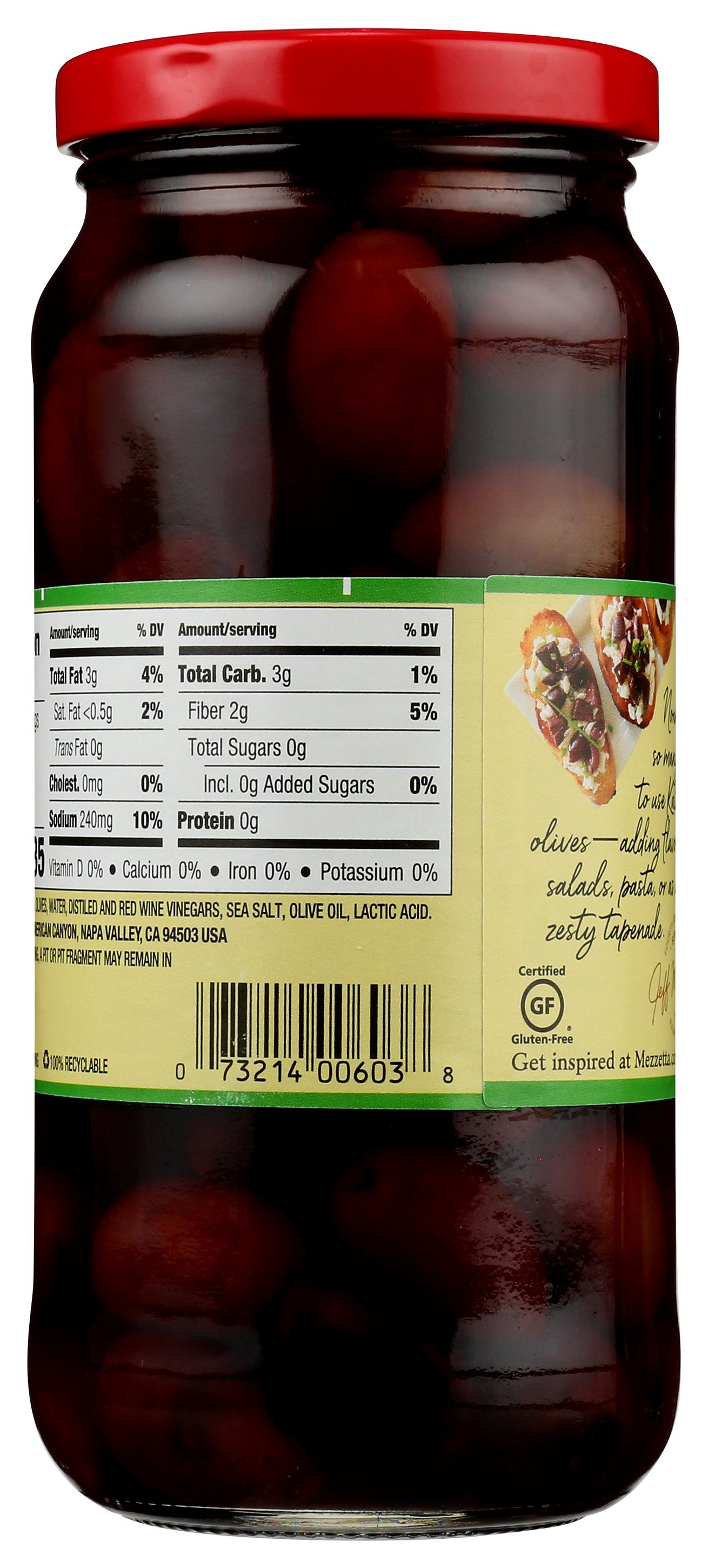 MEZZETTA OLIVE GREEK KALAMATA - Case of 6