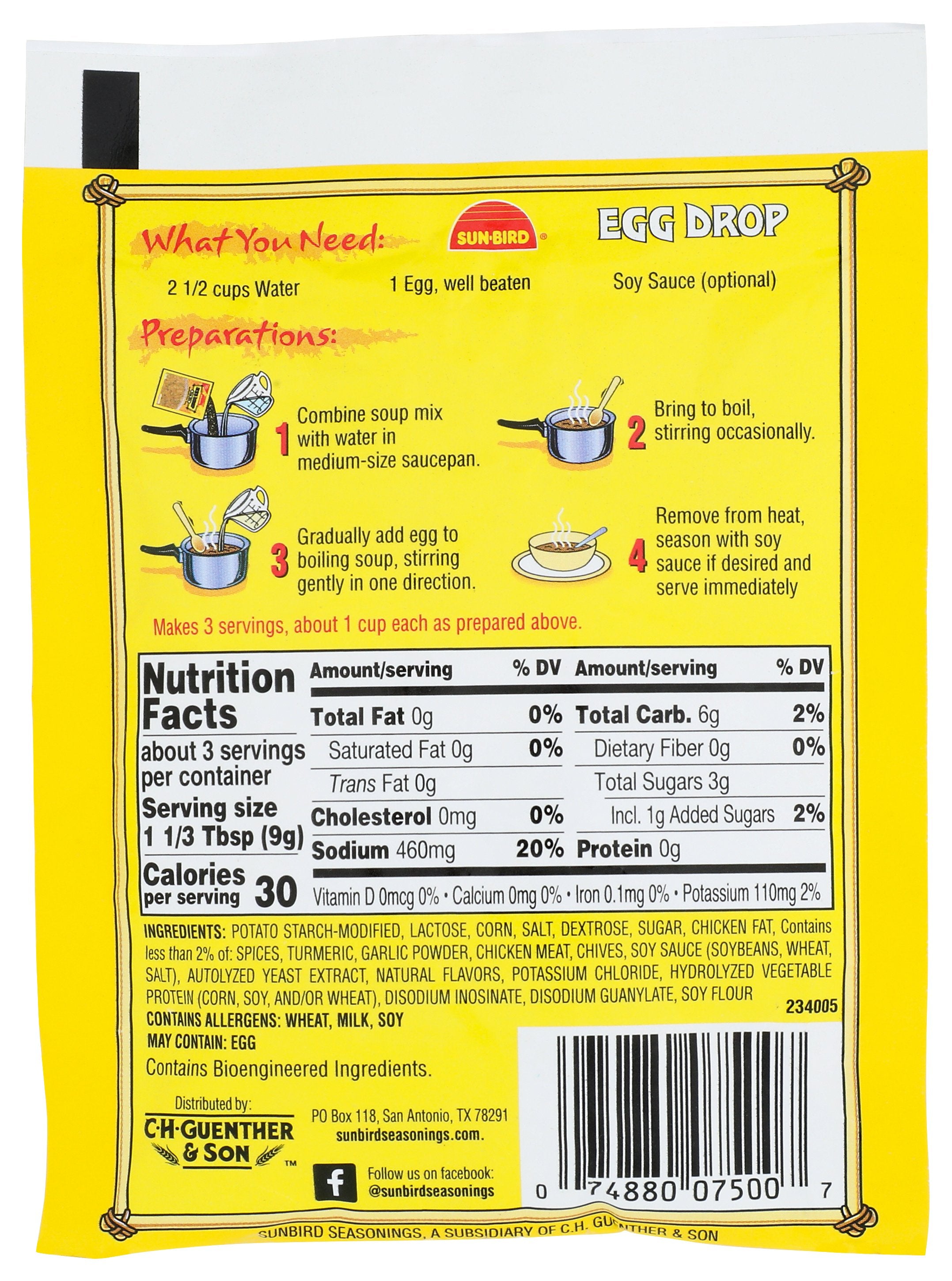 SUNBIRD MIX SOUP EGG DROP - Case of 24