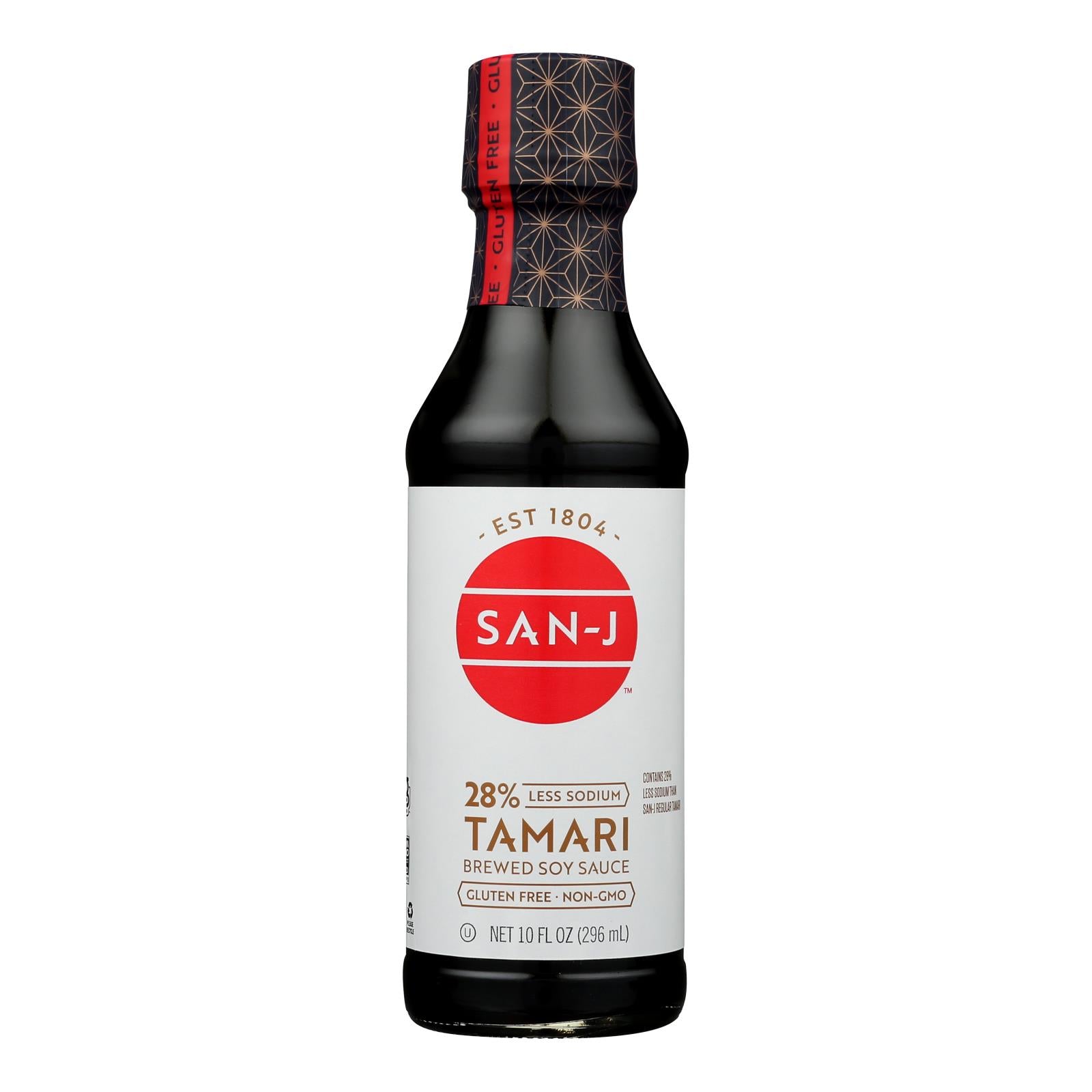 San - J Tamari Soy Sauce - Reduced Sodium - Case Of 6 - 10 Fl Oz.