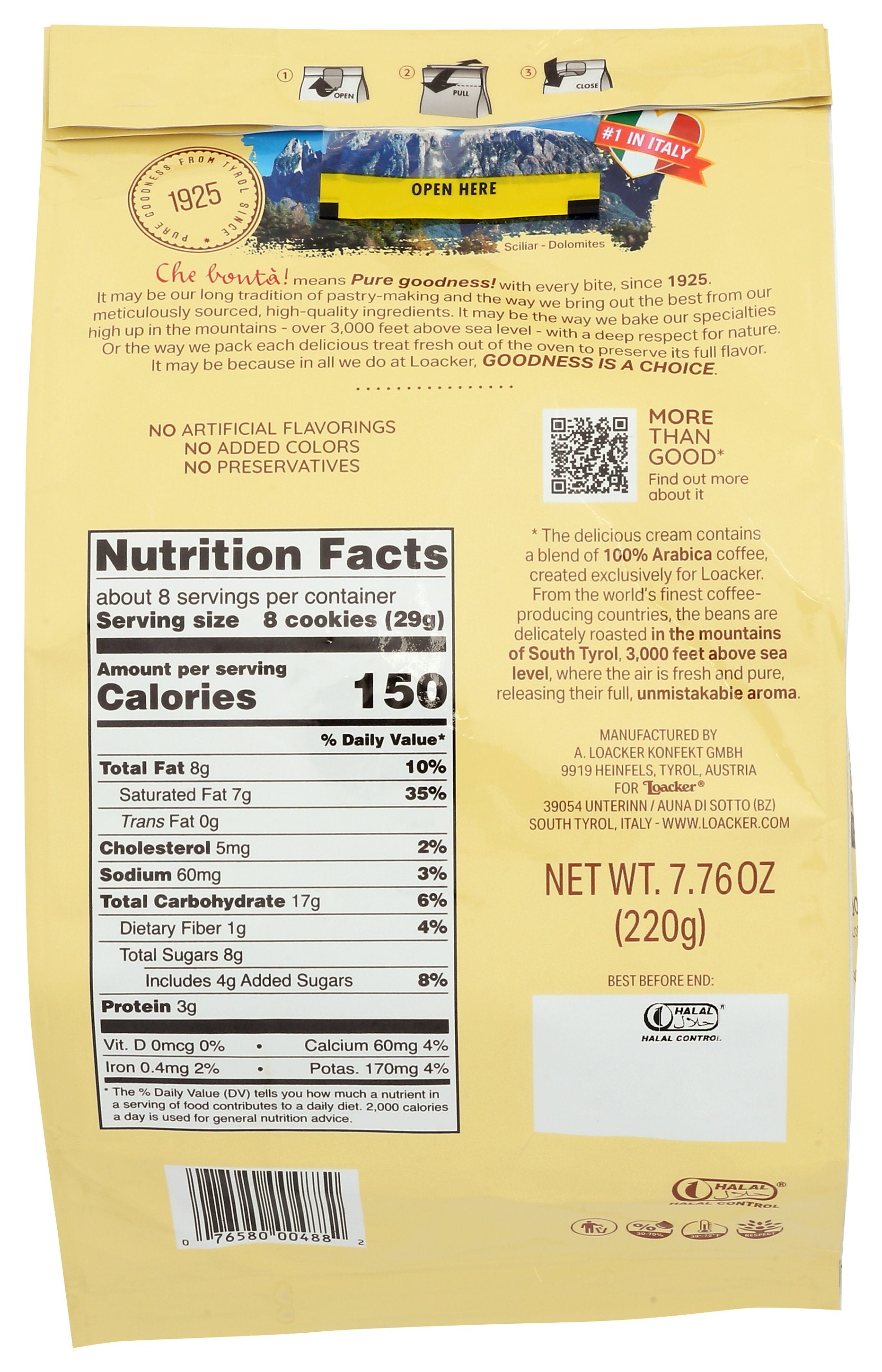 LOACKER WAFER QUDRTNI TIRMSU 220G - Case of 6